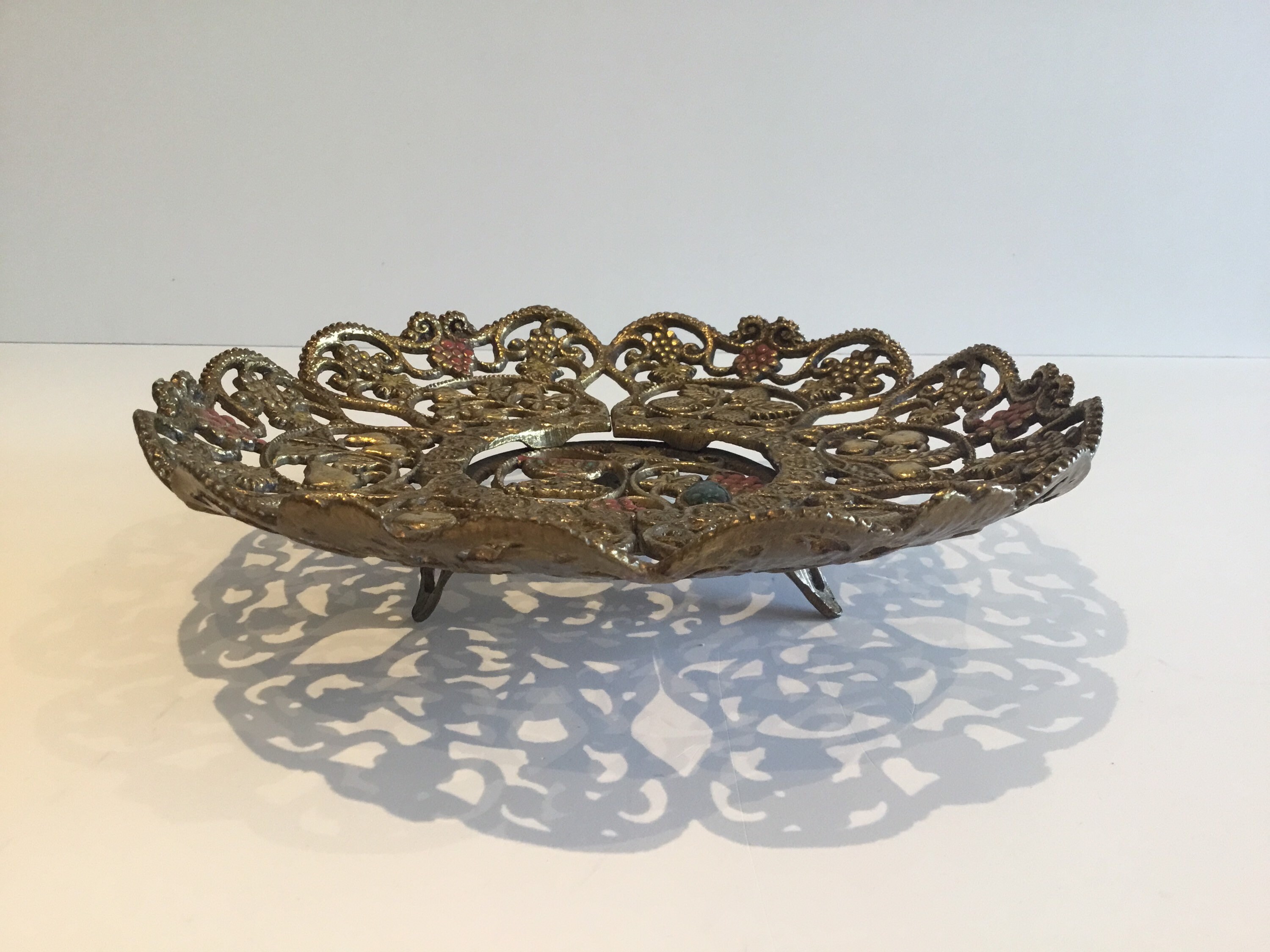 Vintage Judaica Centrepiece | 1950s Limited Edition Eilat Stone, Enamel Brass Jerusalem — photo 4 of 8