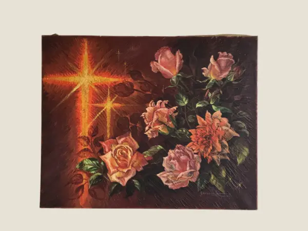 Vintage Painting | 1930s Dutch Roses Oil on Canvas De Sadeleer Floral Art