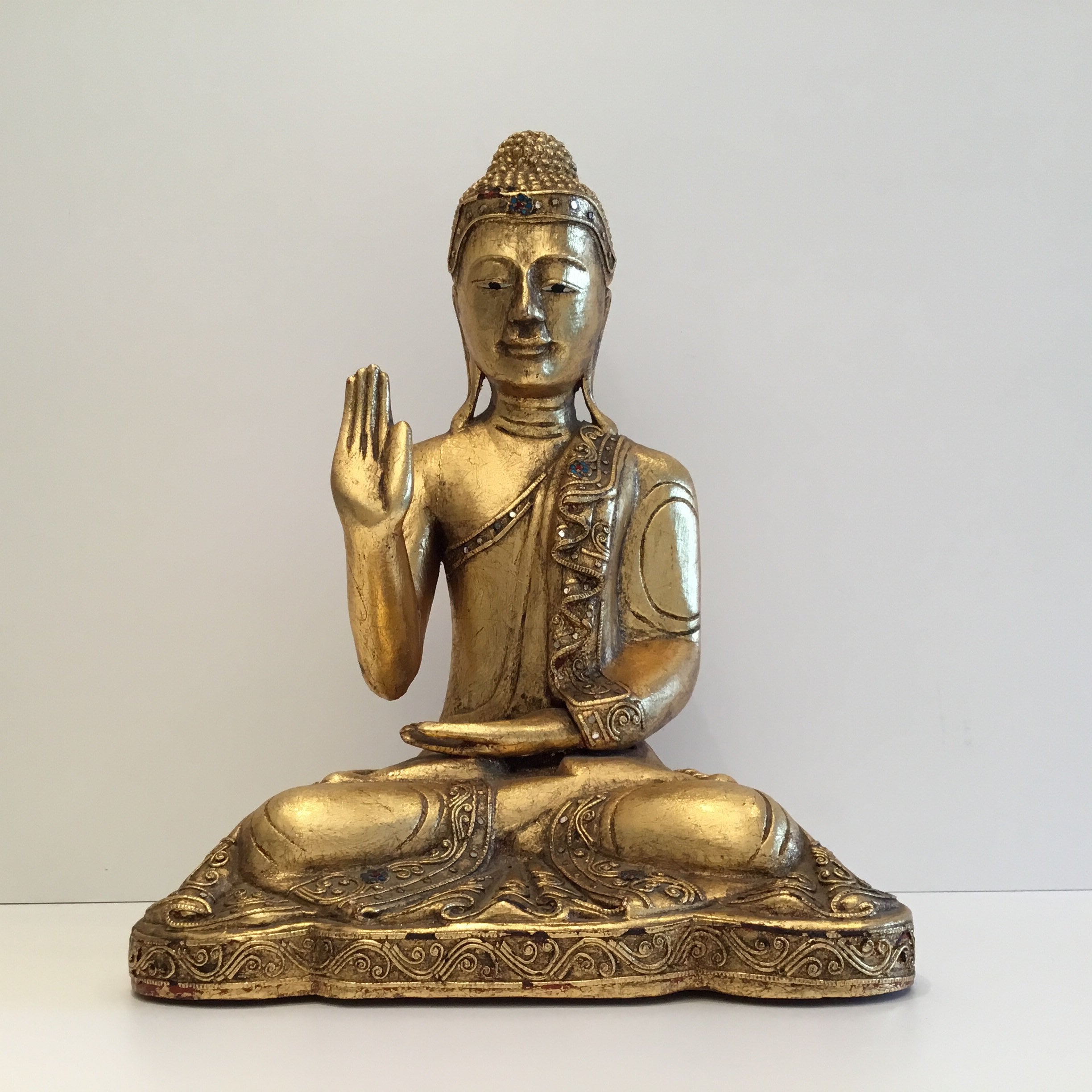 Vintage Collectible Large Size Burma Buddha in the Abhaya Mudra (1960s) Hand-Carved Statue — photo 2 of 11