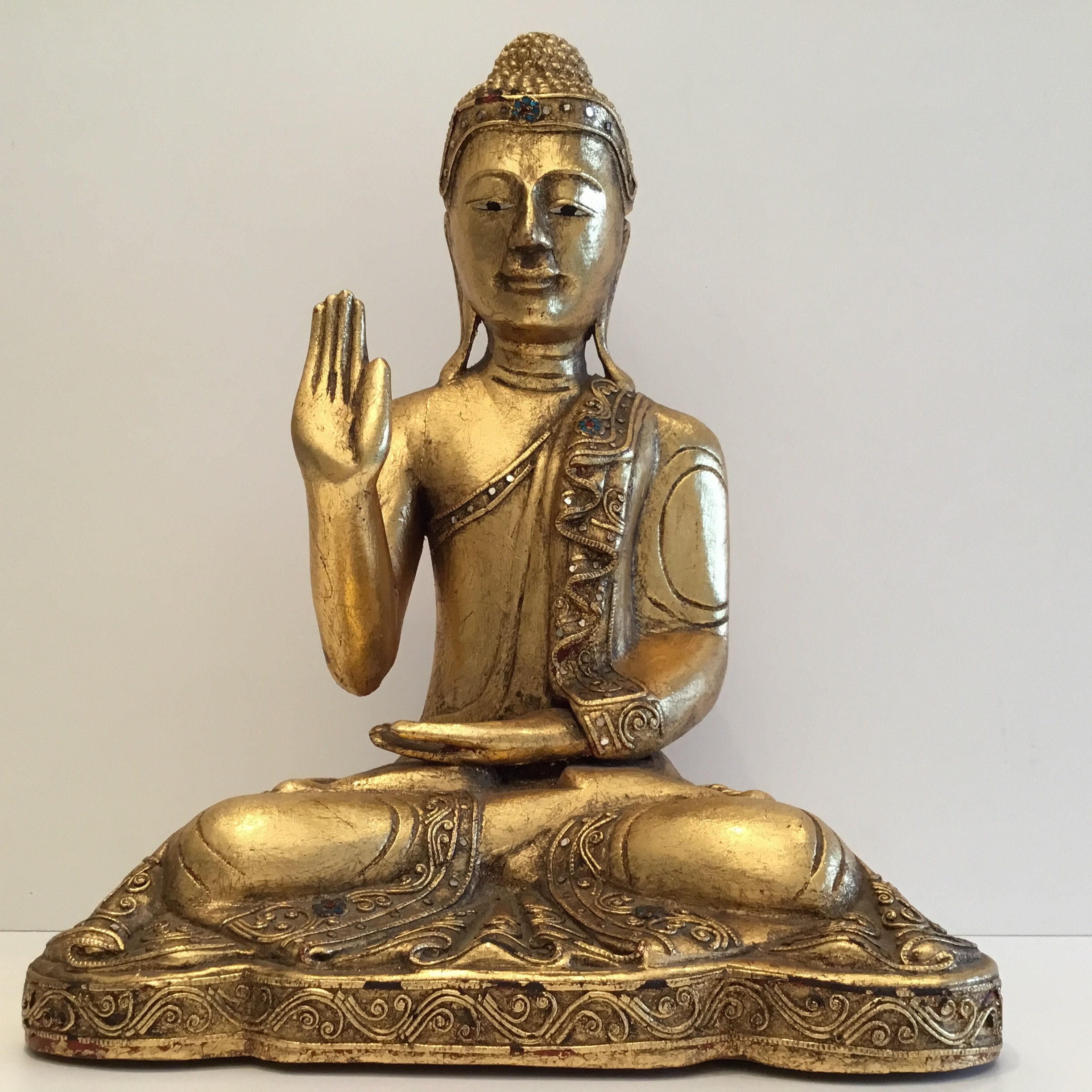 Vintage Collectible Large Size Burma Buddha in the Abhaya Mudra (1960s) Hand-Carved Statue — photo 3 of 11