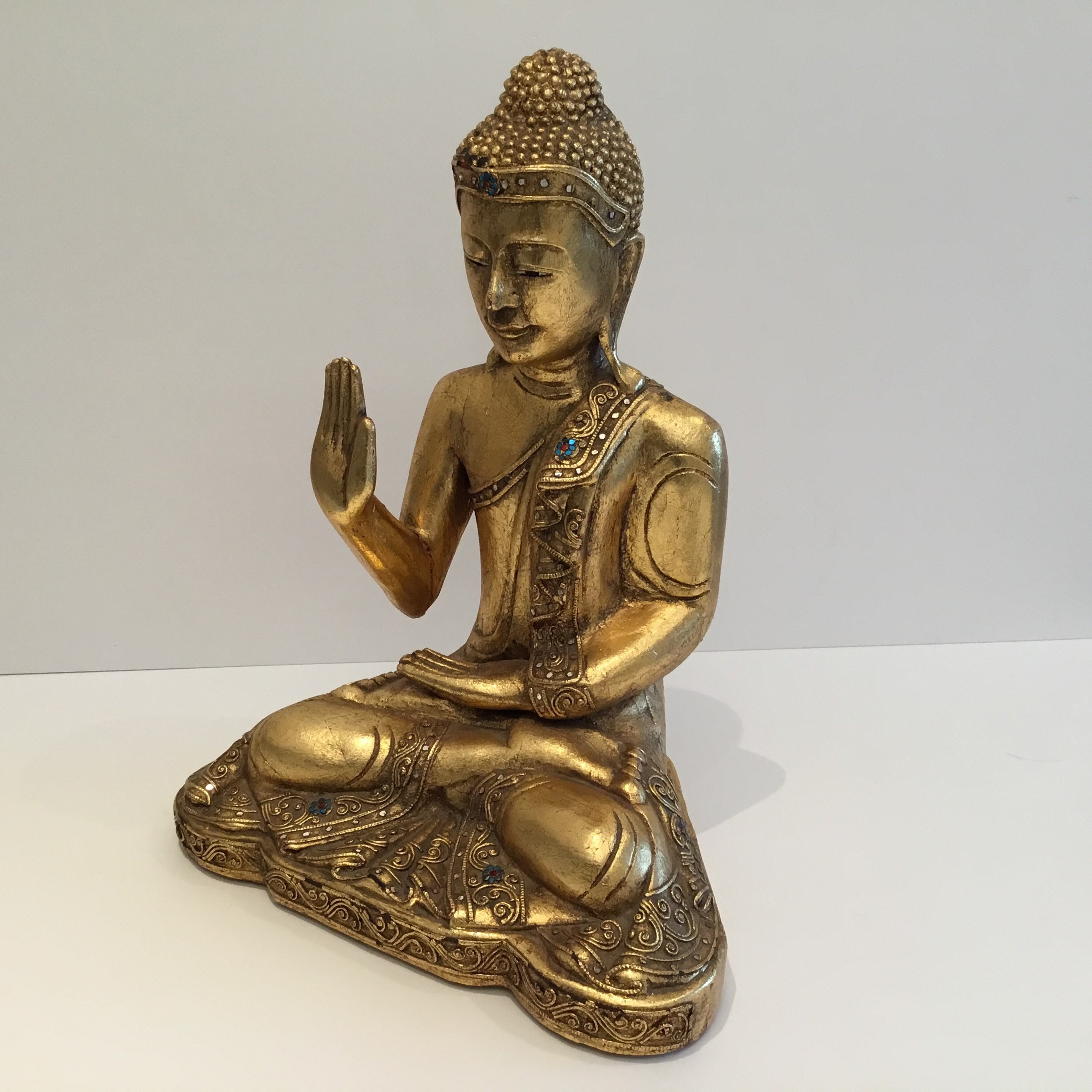 Vintage Collectible Large Size Burma Buddha in the Abhaya Mudra (1960s) Hand-Carved Statue — photo 4 of 11