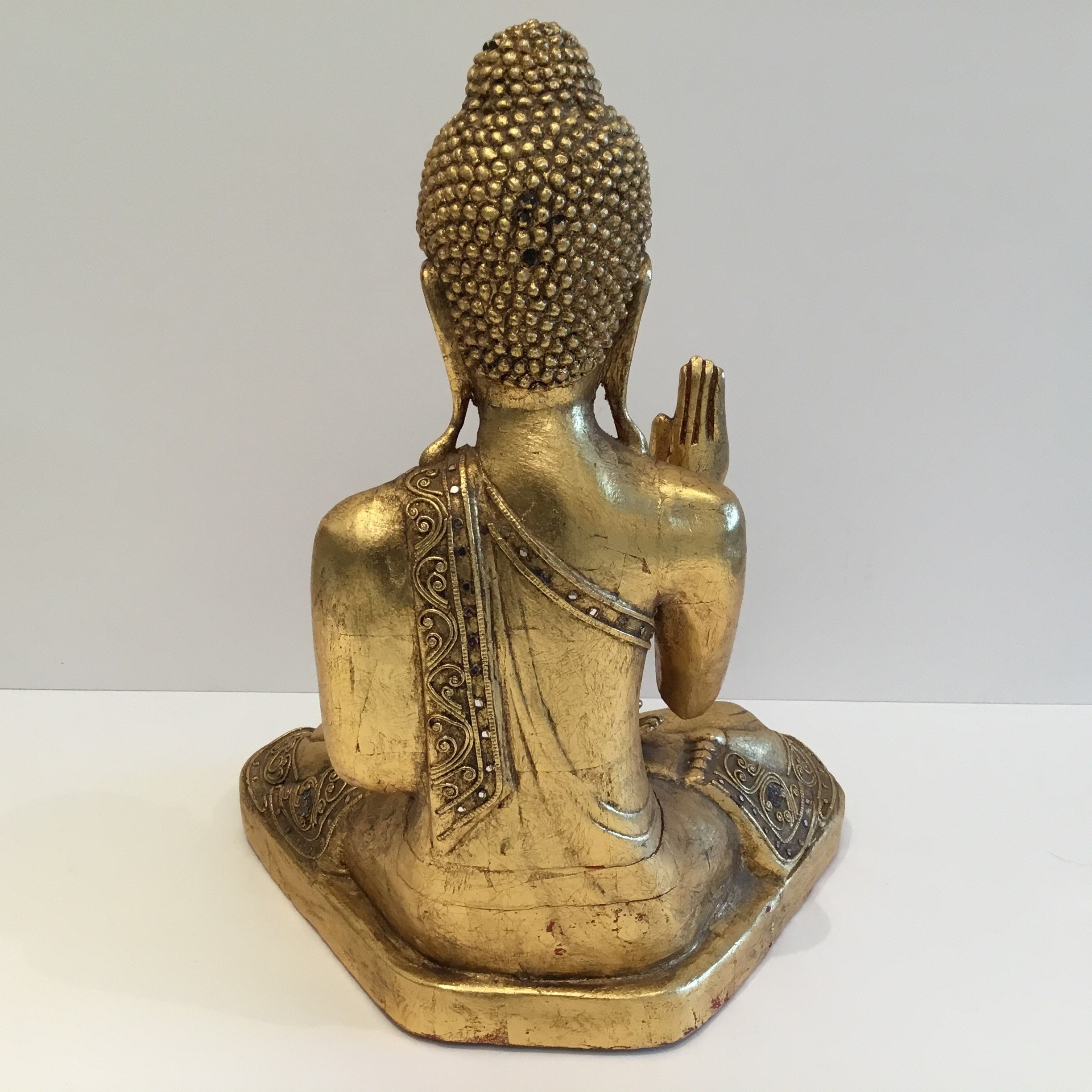 Vintage Collectible Large Size Burma Buddha in the Abhaya Mudra (1960s) Hand-Carved Statue — photo 6 of 11