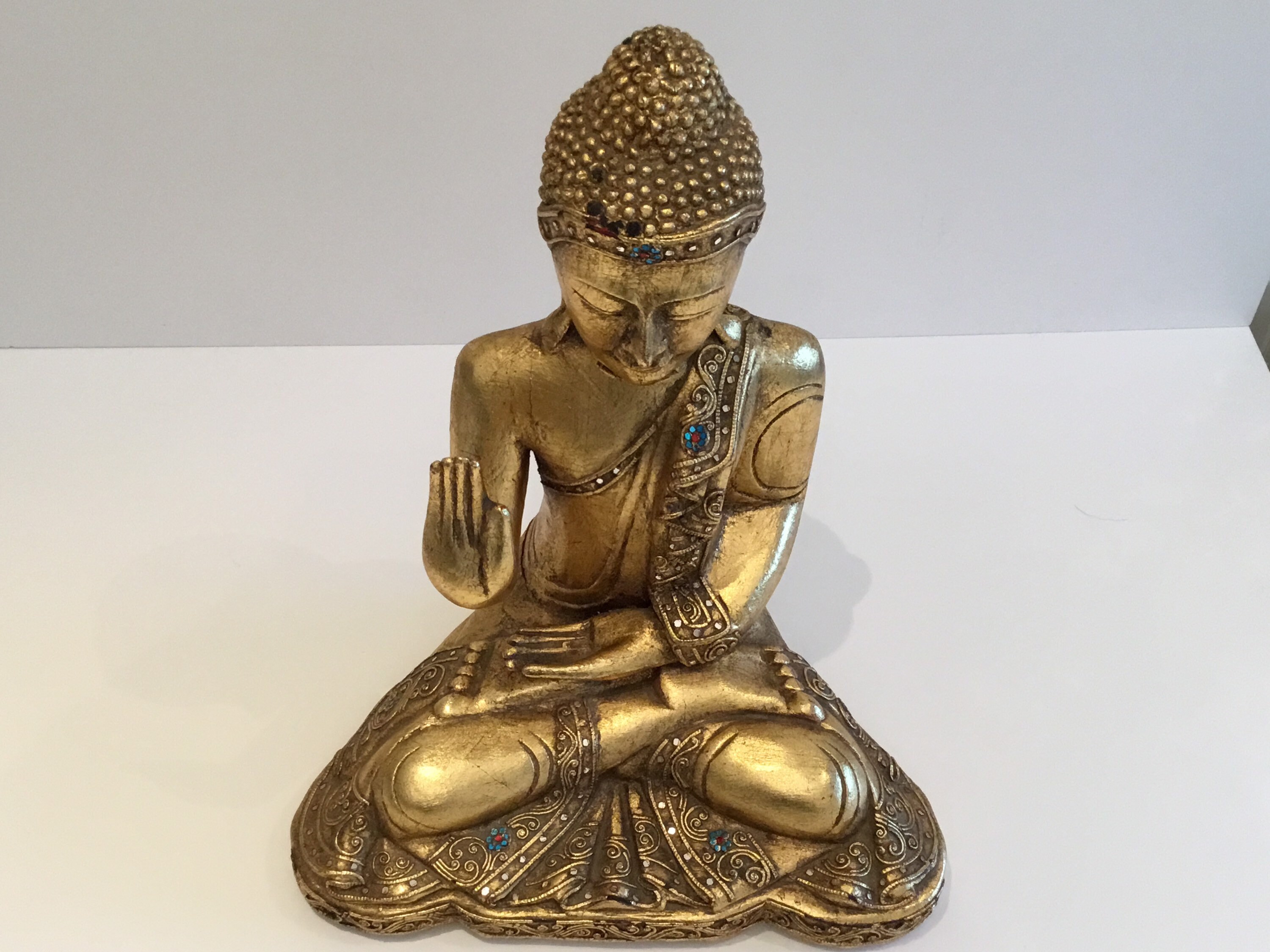 Vintage Collectible Large Size Burma Buddha in the Abhaya Mudra (1960s) Hand-Carved Statue — photo 7 of 11