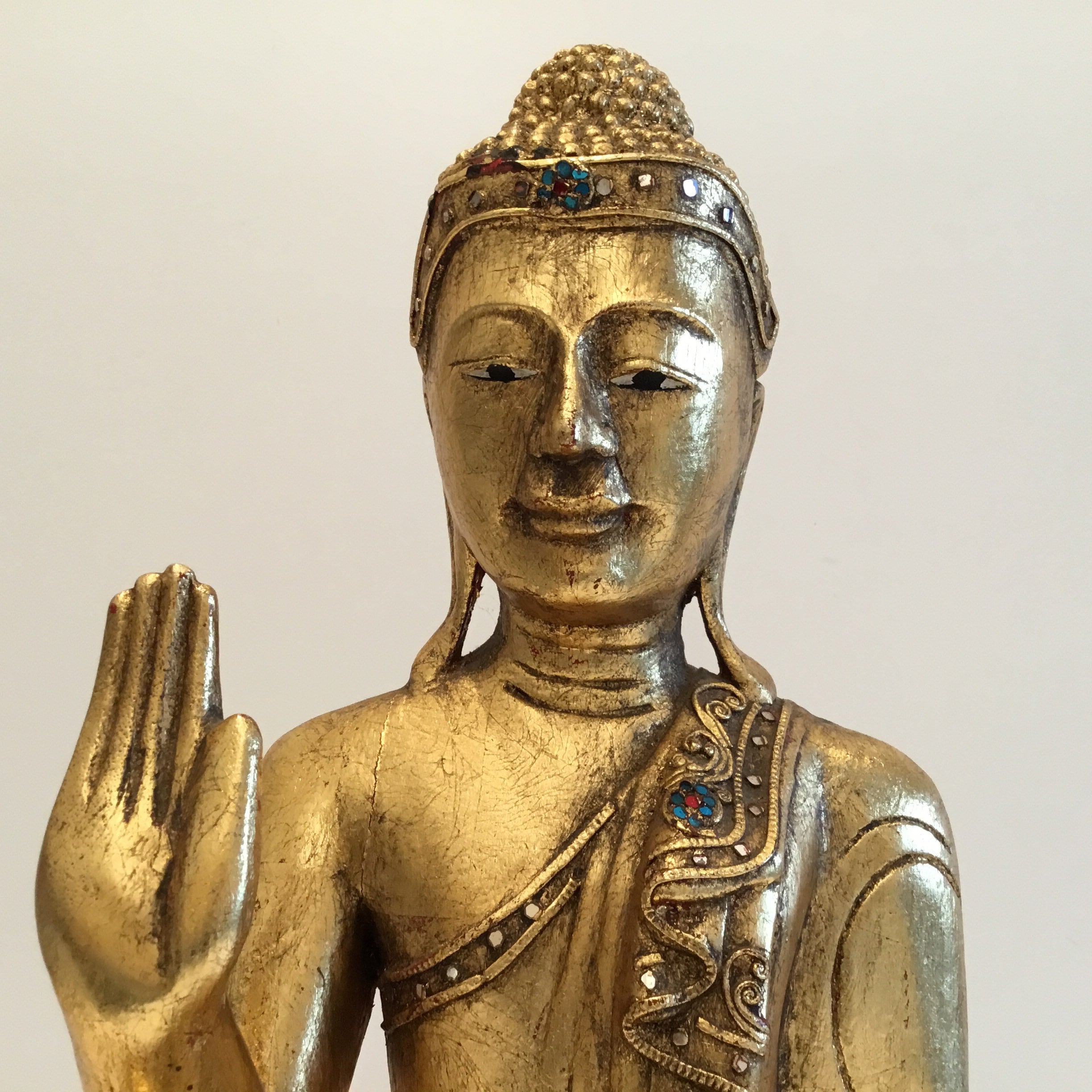 Vintage Collectible Large Size Burma Buddha in the Abhaya Mudra (1960s) Hand-Carved Statue — photo 8 of 11