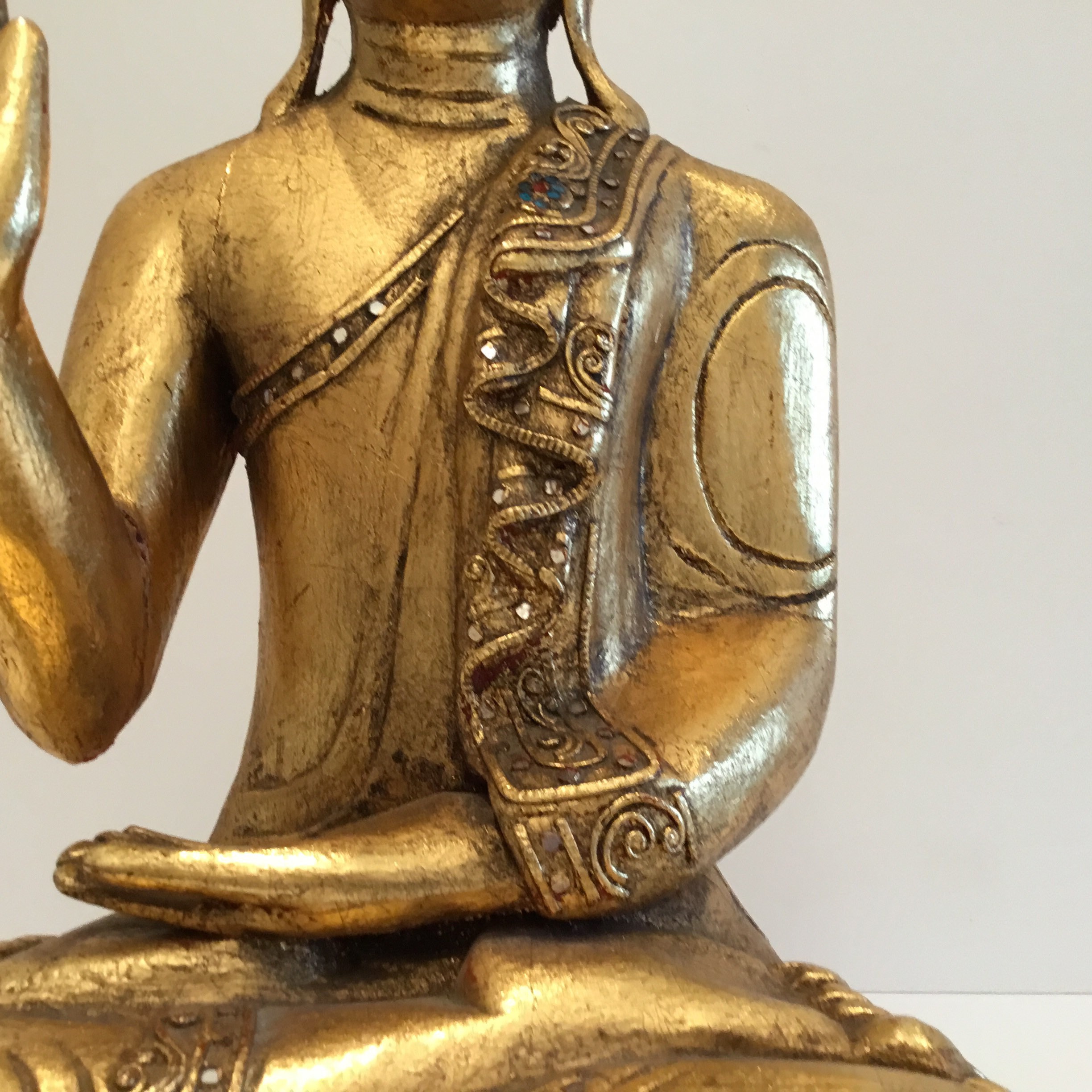 Vintage Collectible Large Size Burma Buddha in the Abhaya Mudra (1960s) Hand-Carved Statue — photo 9 of 11