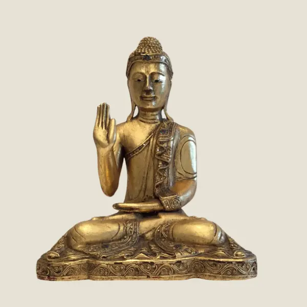 Vintage Collectible Large Size Burma Buddha in the Abhaya Mudra (1960s) Hand-Carved Statue