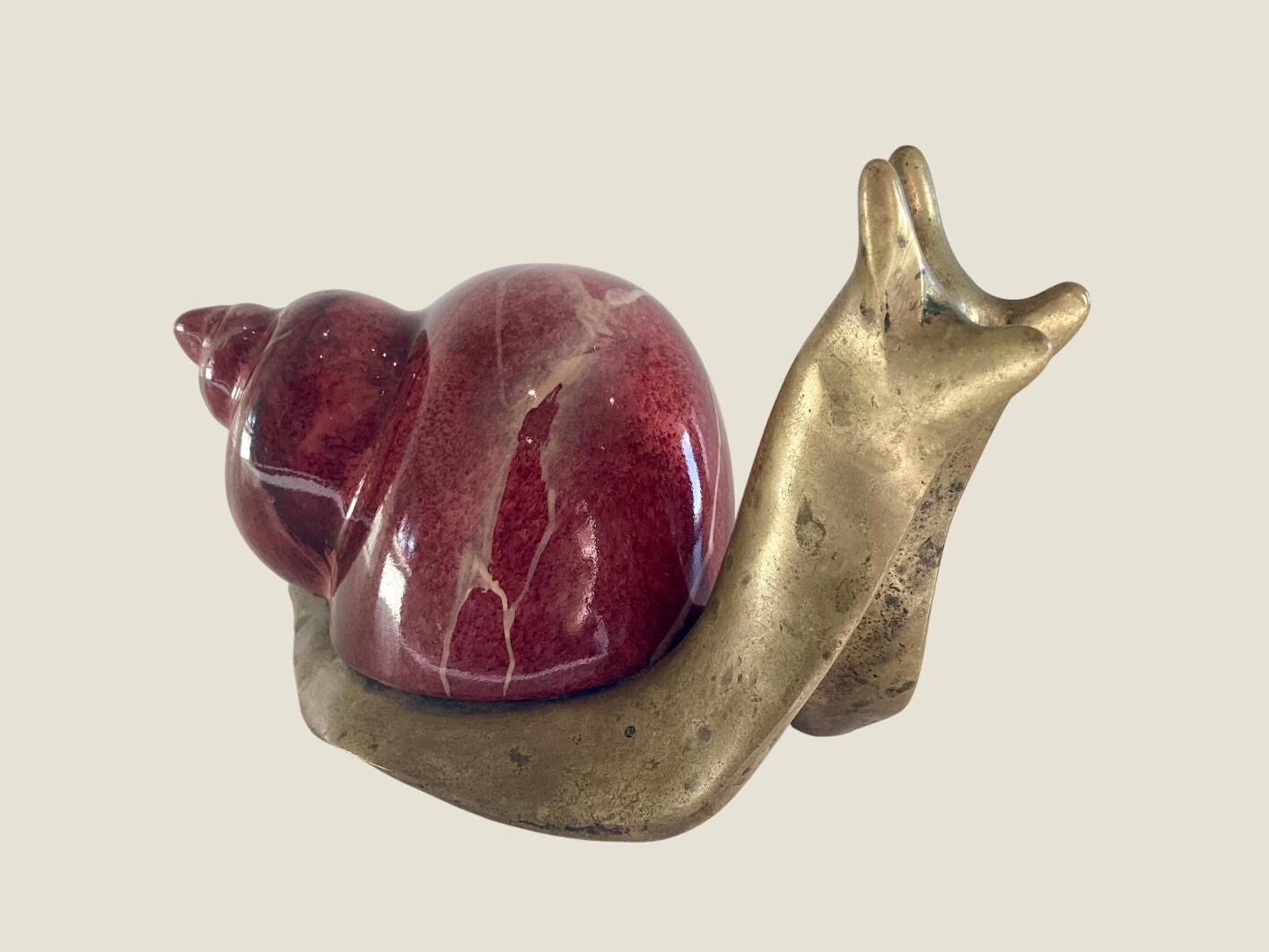 Bronze Snail | Diego Casella-Pc-1954 Lost-Wax Cast Sculpture, Signed 1982 Italian Art Object (RESERVED)