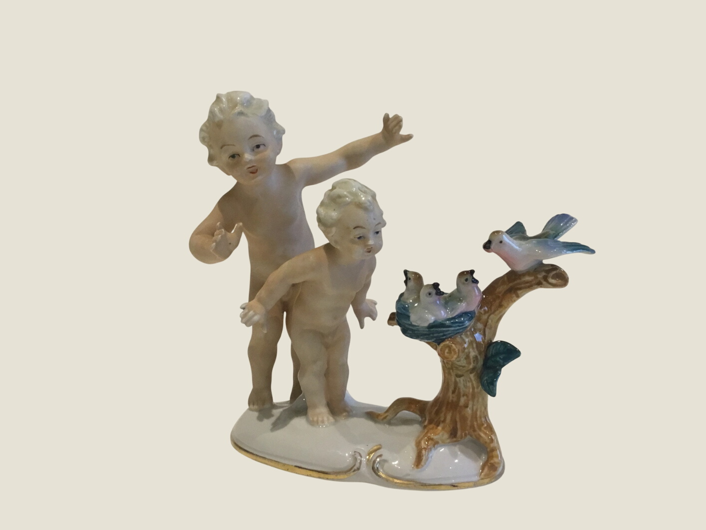 Vintage Porcelain | 1930s Carl Scheidig Grafenthal German Figurine, Children with Birds