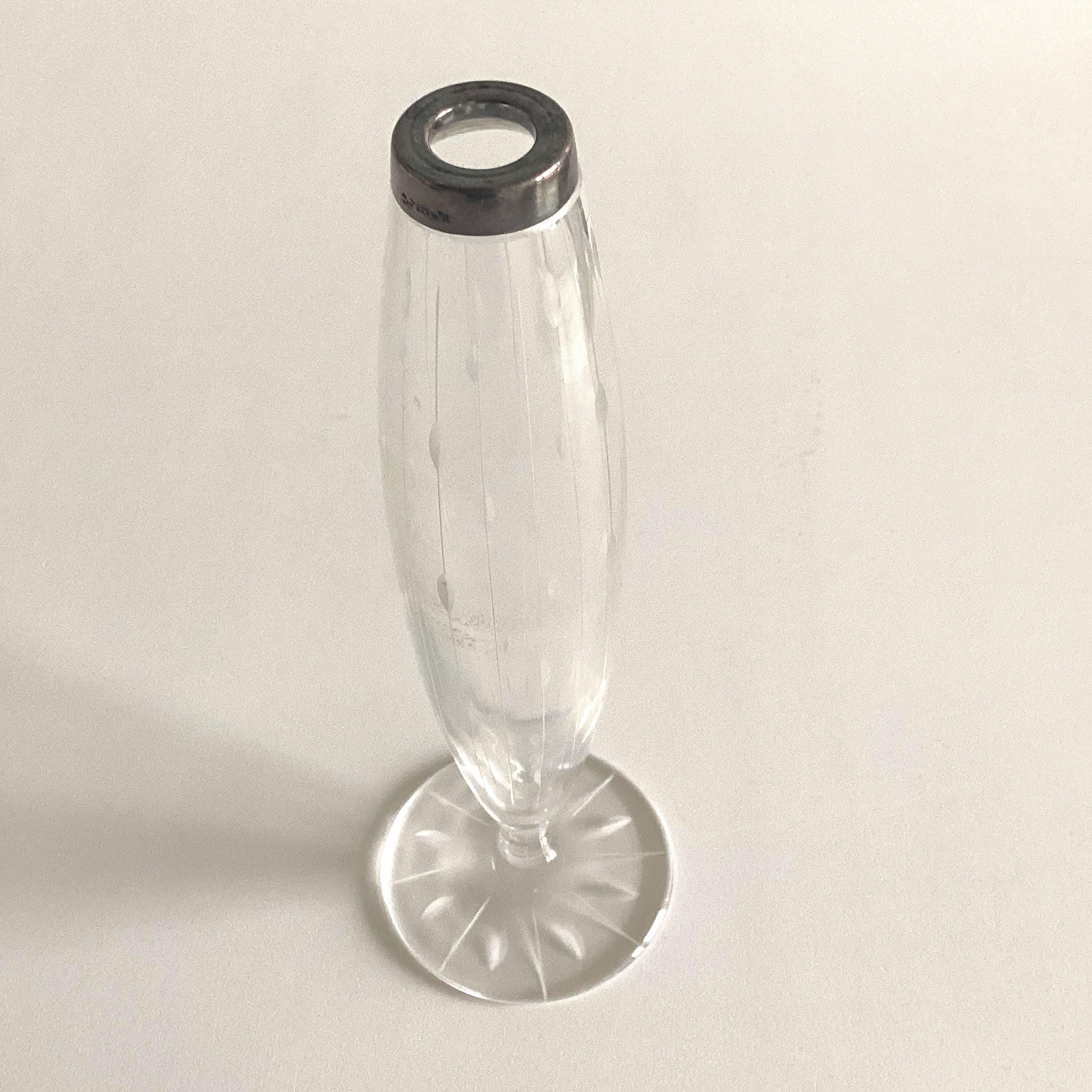 Antique Vase | Wilhelm Brinder 1900s Germany, Silver Mounted Hand Cut Glass — photo 2 of 8