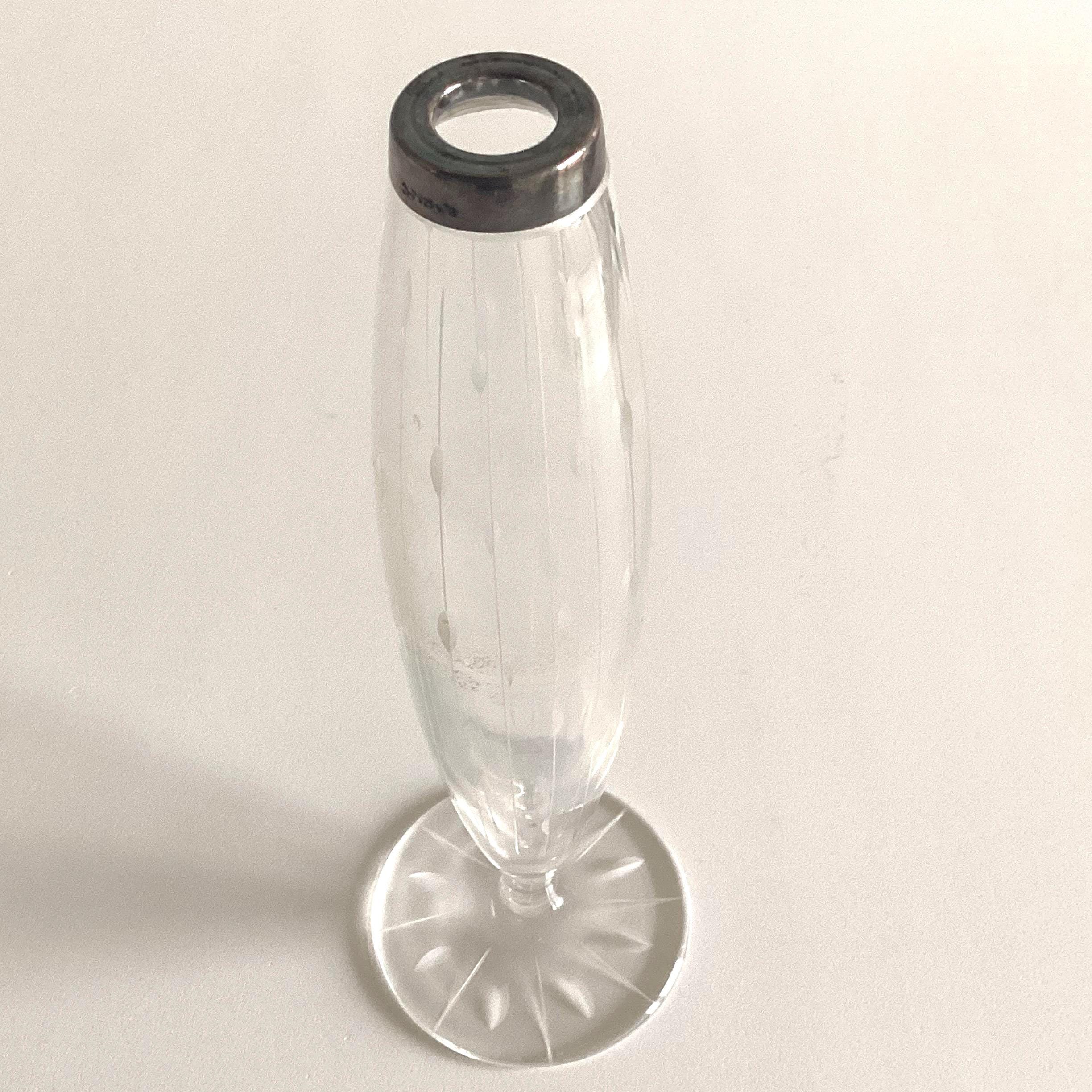 Antique Vase | Wilhelm Brinder 1900s Germany, Silver Mounted Hand Cut Glass — photo 3 of 8