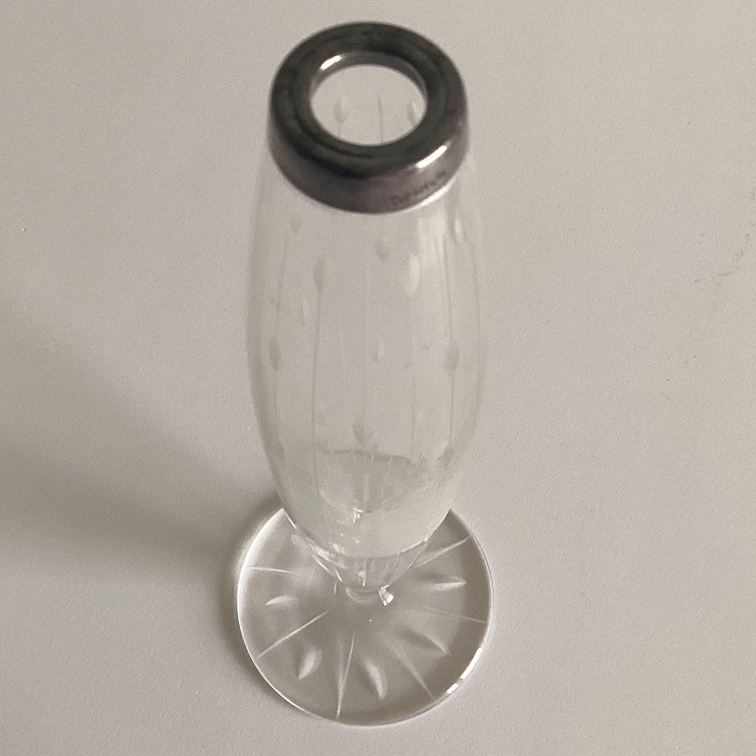 Antique Vase | Wilhelm Brinder 1900s Germany, Silver Mounted Hand Cut Glass — photo 4 of 8