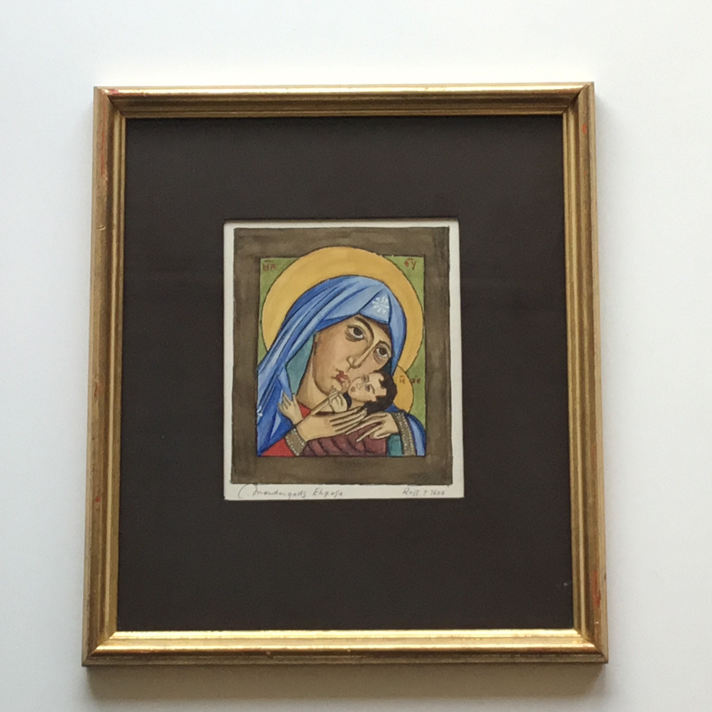 Mother Of God ‘Eleusa’ Orthodox  Icon Painting (1930s) Hand-Painted Miniature — photo 2 of 10
