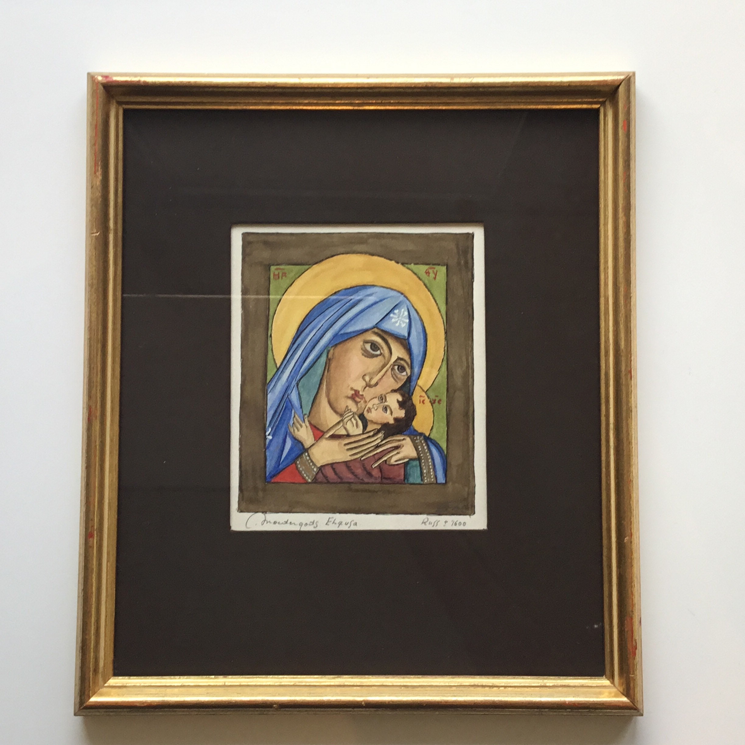 Mother Of God ‘Eleusa’ Orthodox  Icon Painting (1930s) Hand-Painted Miniature — photo 5 of 10