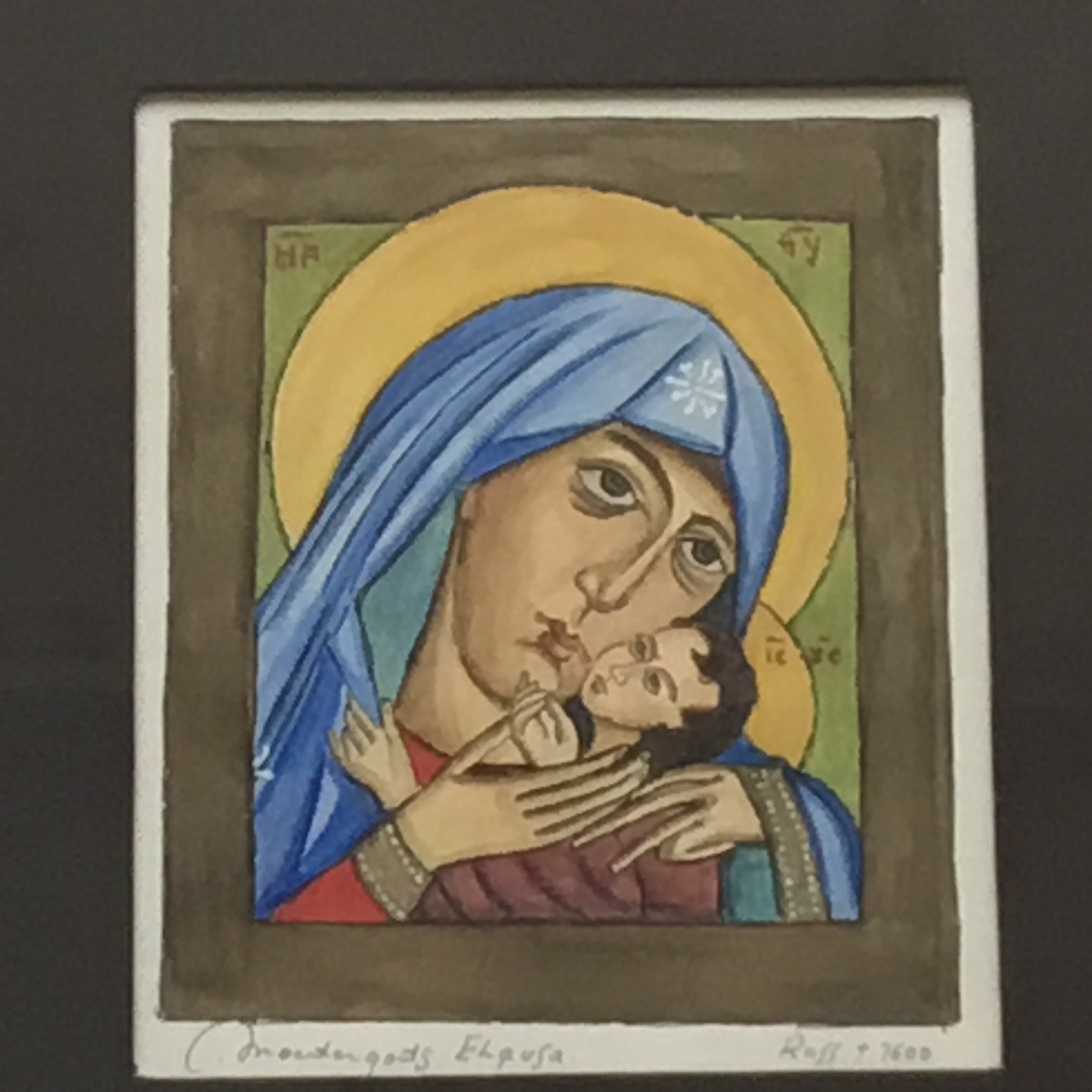 Mother Of God ‘Eleusa’ Orthodox  Icon Painting (1930s) Hand-Painted Miniature — photo 6 of 10