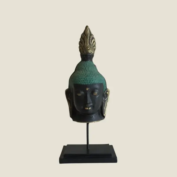 Vintage Buddha Head Bronze Mask Thailand Early 1900s Hand Cast Sculpture