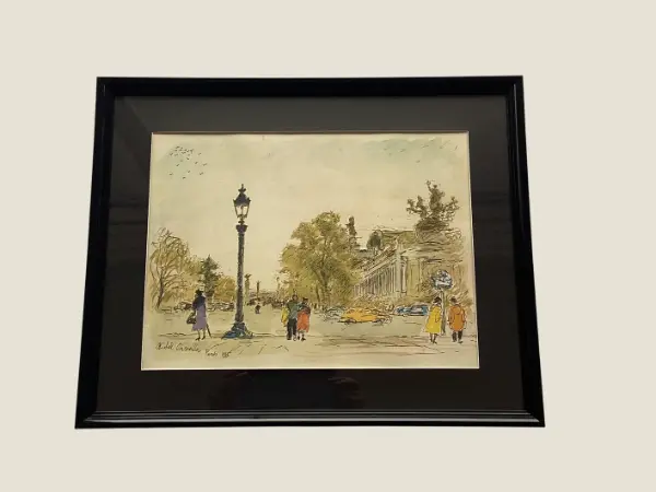 Vintage Lithograph | 1955 Paris City Landscape by Michele Cascella, Italian Artist