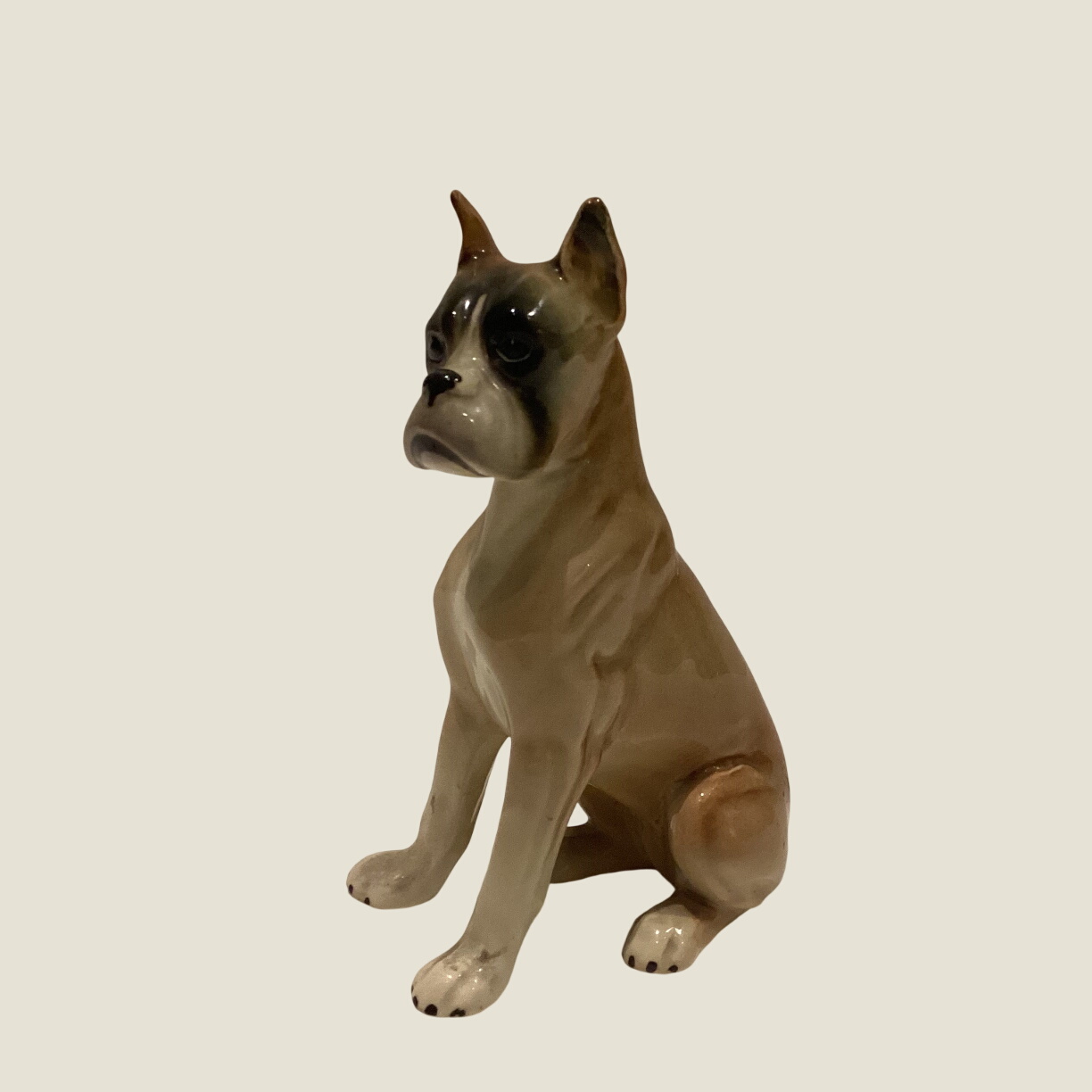 Vintage Figurine | 1960s Porcelain Boxer Dog, "Gloriette" Made In Austria Hand Painted Collectible