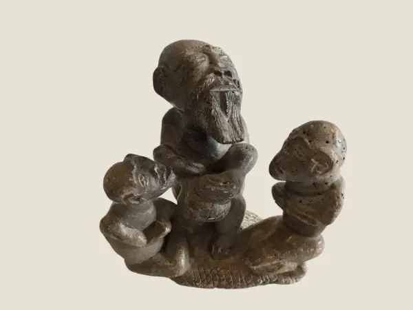 Tribal Sculpture - Hand-Carved Stone, West African Style, 18th Century Heavy Limestone.