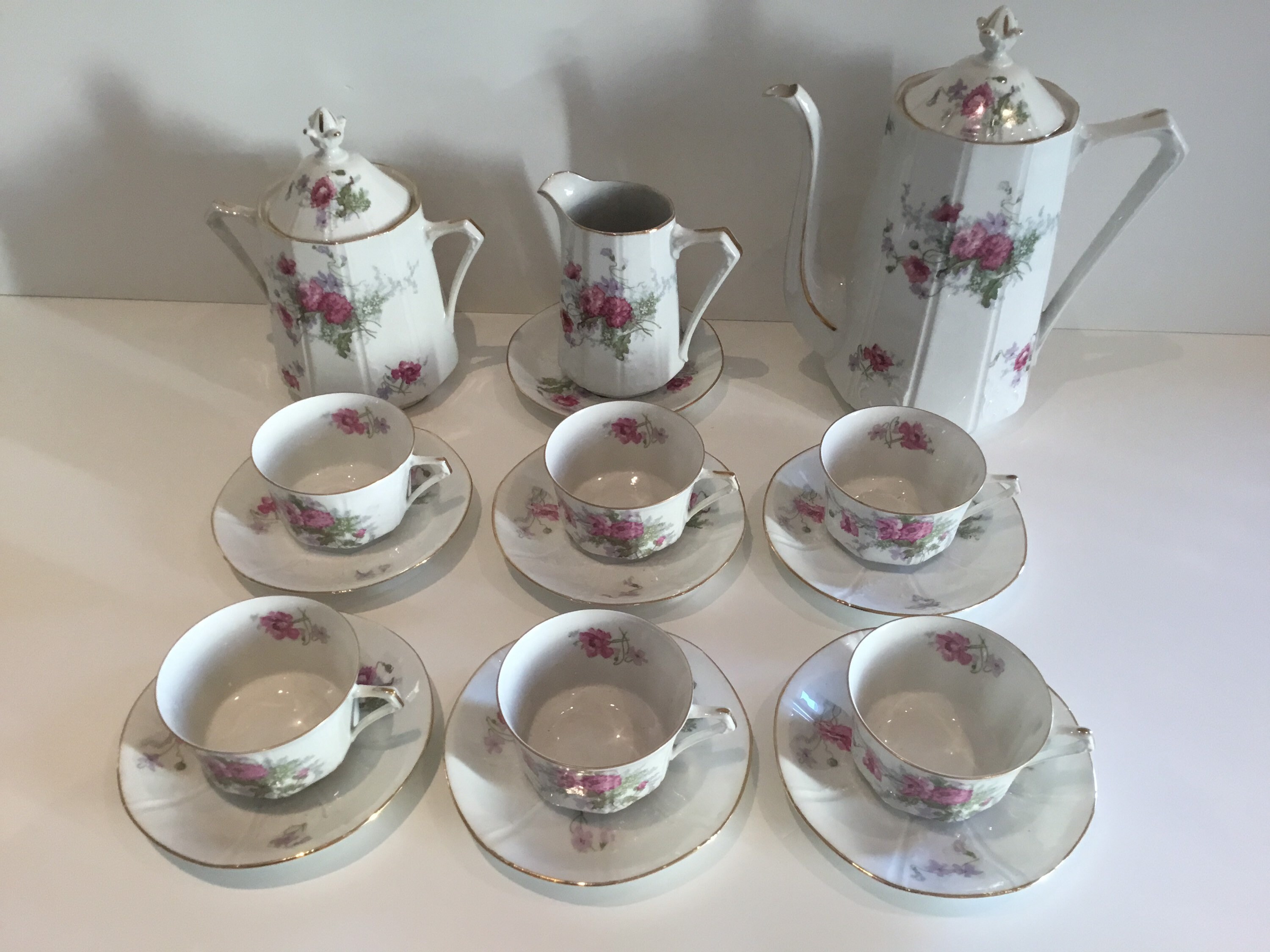 Limoges Porcelain Set | Art Deco Tea Service, 1920s French Hand-Painted — photo 3 of 10
