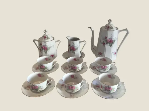 Limoges Porcelain Set | Art Deco Tea Service, 1920s French Hand-Painted