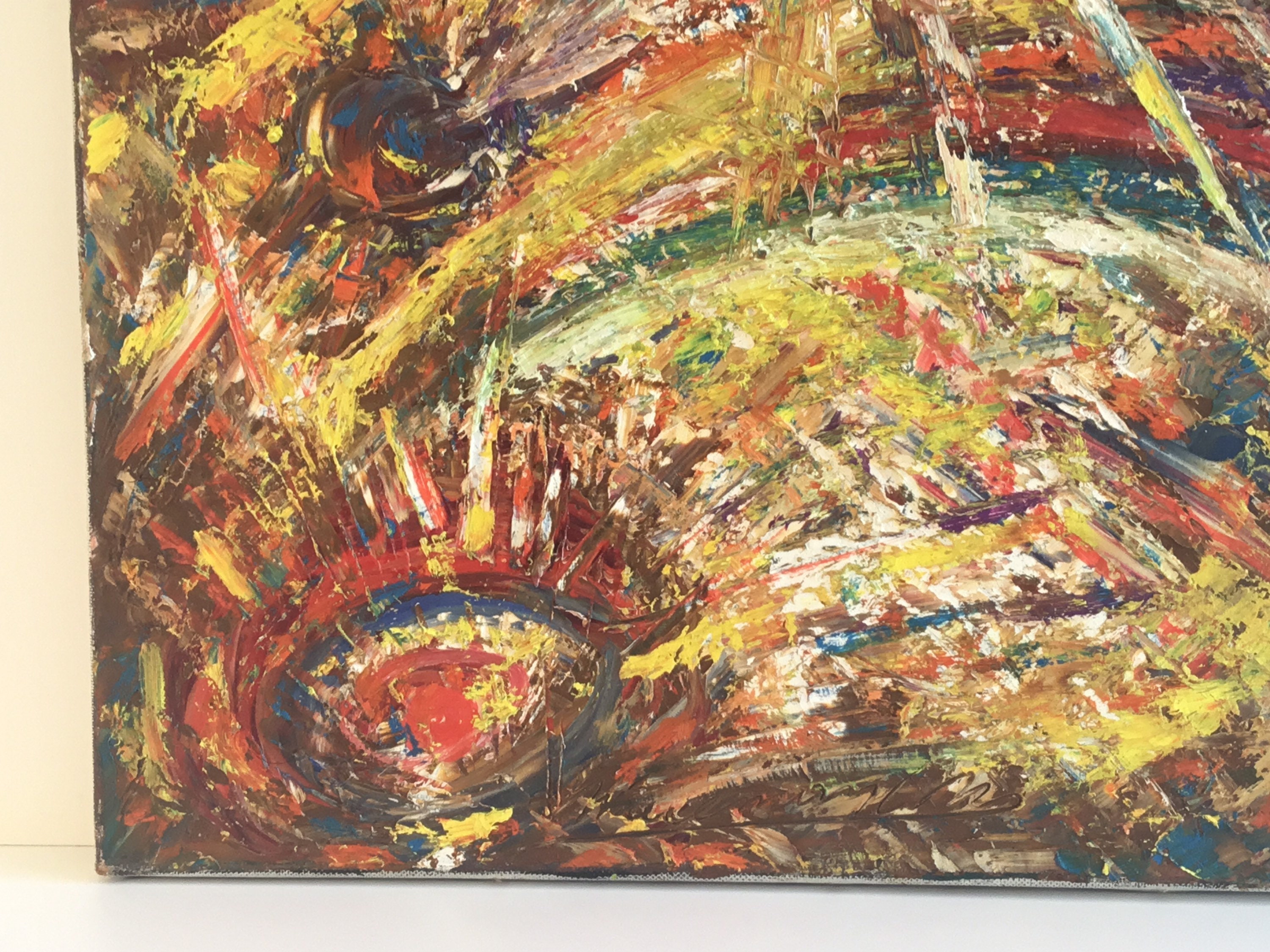 Vintage Abstract Painting | 1950s German Avant-Garde, Oil on Canvas Signed — photo 6 of 9