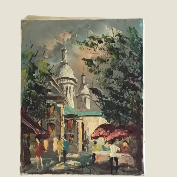 Vintage Painting | Montmartre Paris Landscape 1973, French Palette Knife Art