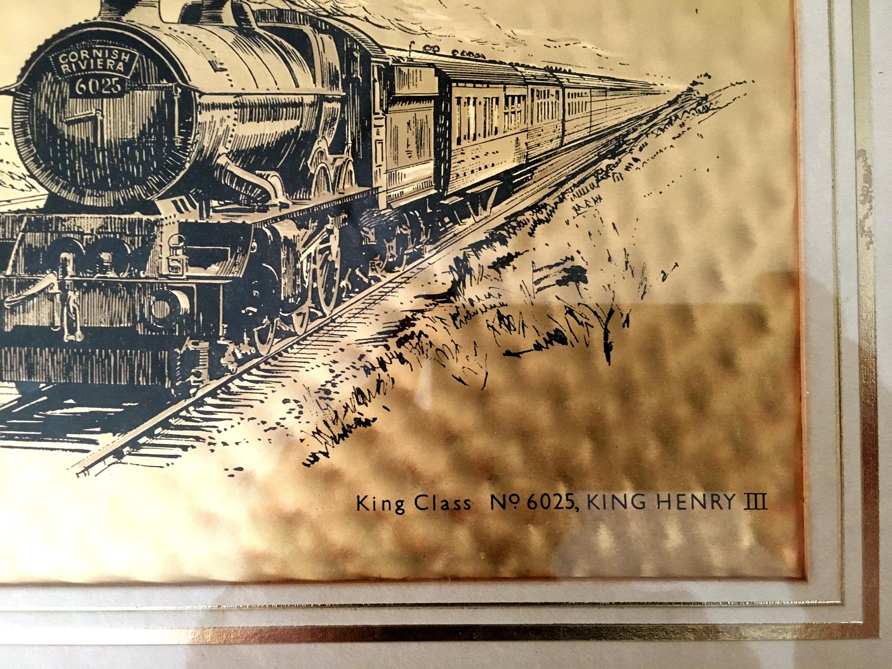 Vintage Print | Cornish Riviera 6025 King Henry III Locomotive, Framed Steam Engine Art — photo 3 of 6