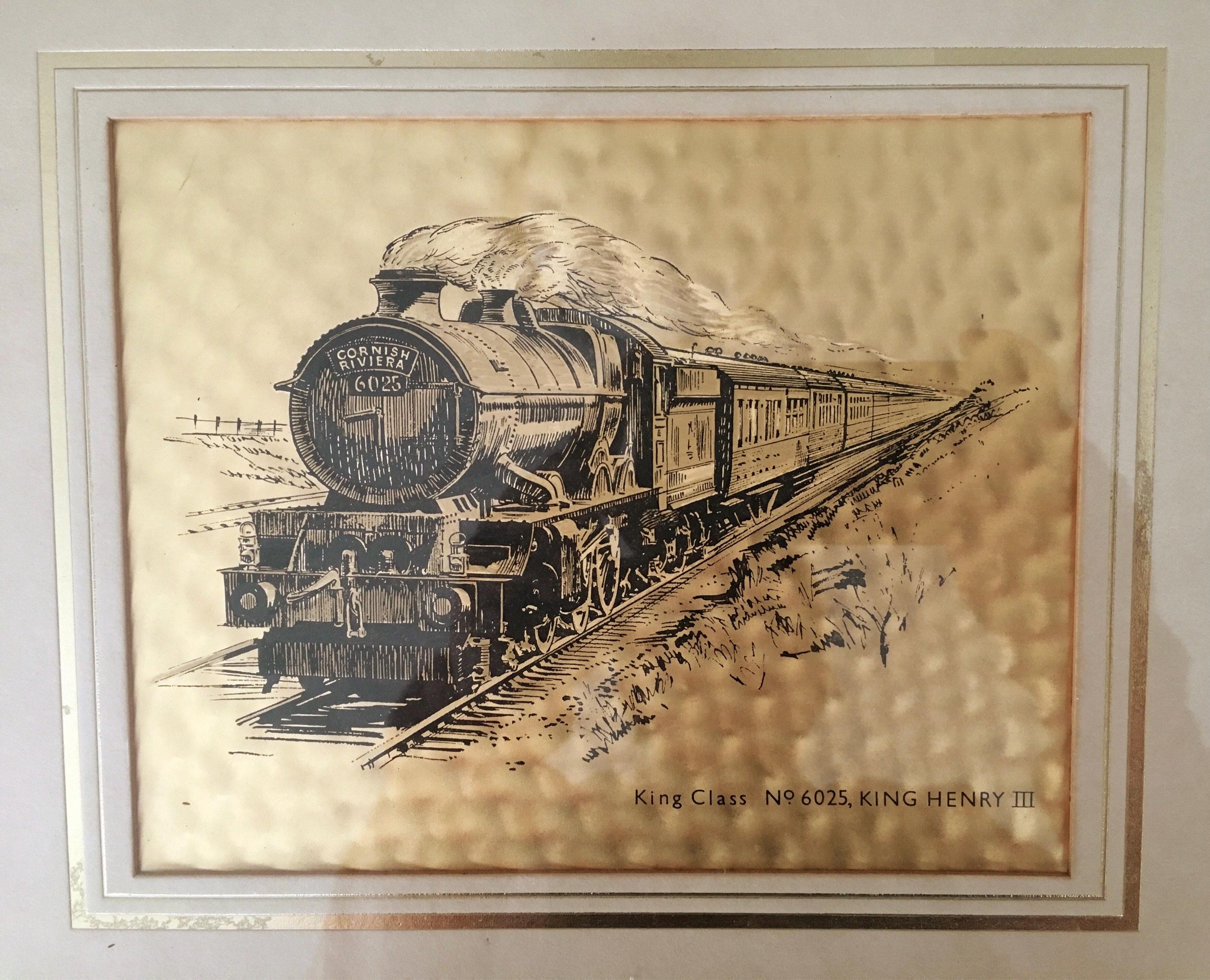 Vintage Print | Cornish Riviera 6025 King Henry III Locomotive, Framed Steam Engine Art — photo 4 of 6