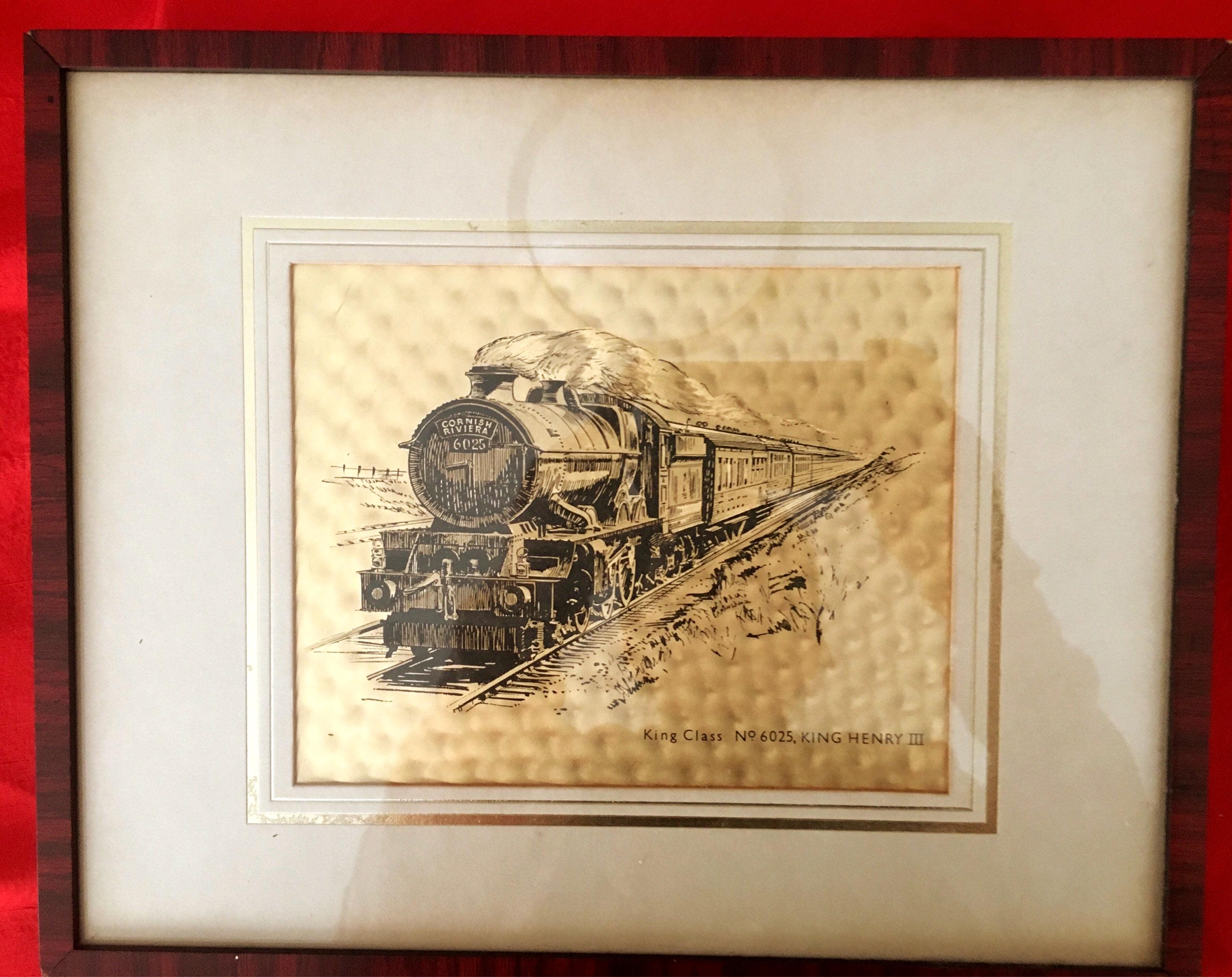 Vintage Print | Cornish Riviera 6025 King Henry III Locomotive, Framed Steam Engine Art — photo 5 of 6