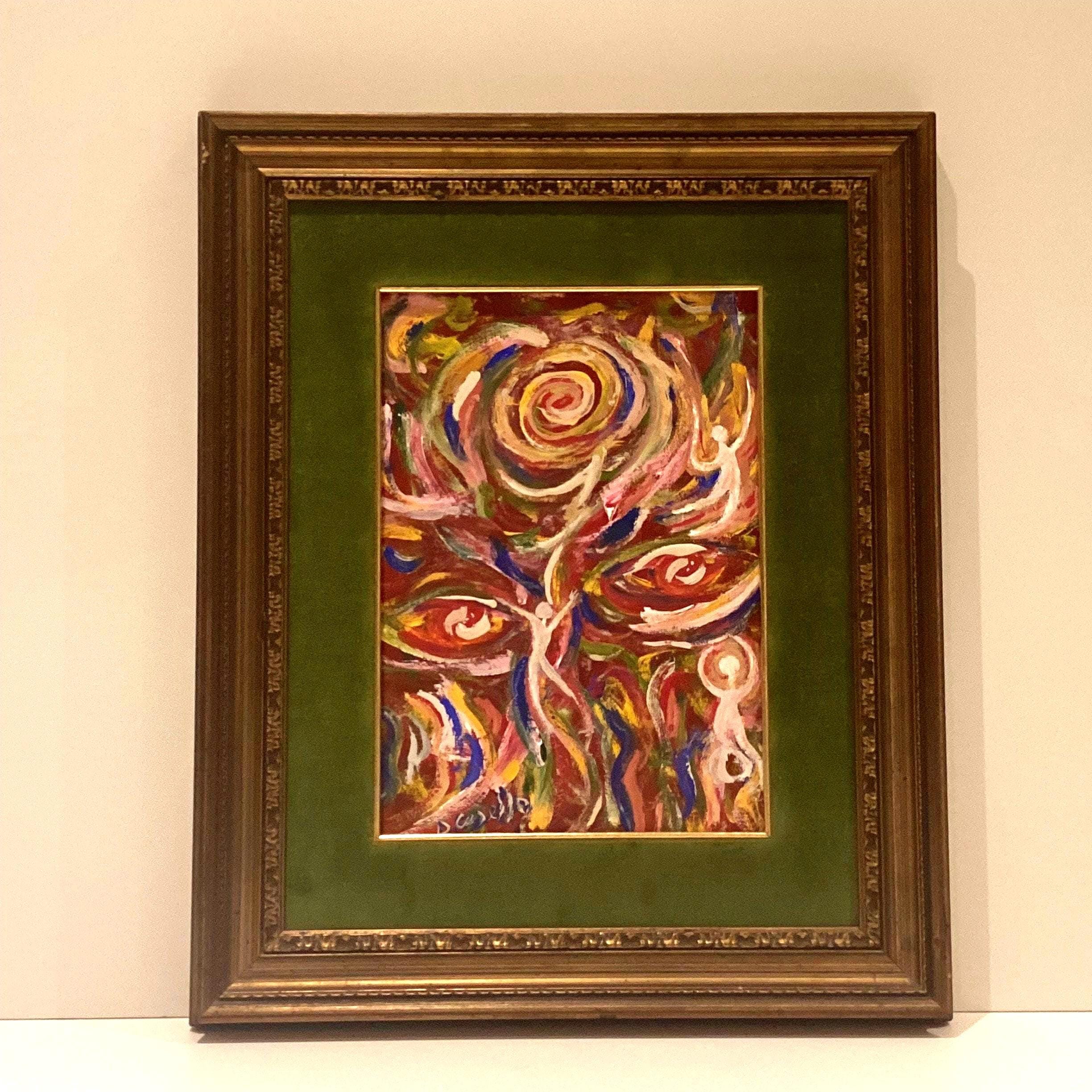 Abstract Painting | Diego Casella-Pc-1954 "Red Eyes" (1984), Italian Futurist Visionary Art — photo 2 of 8
