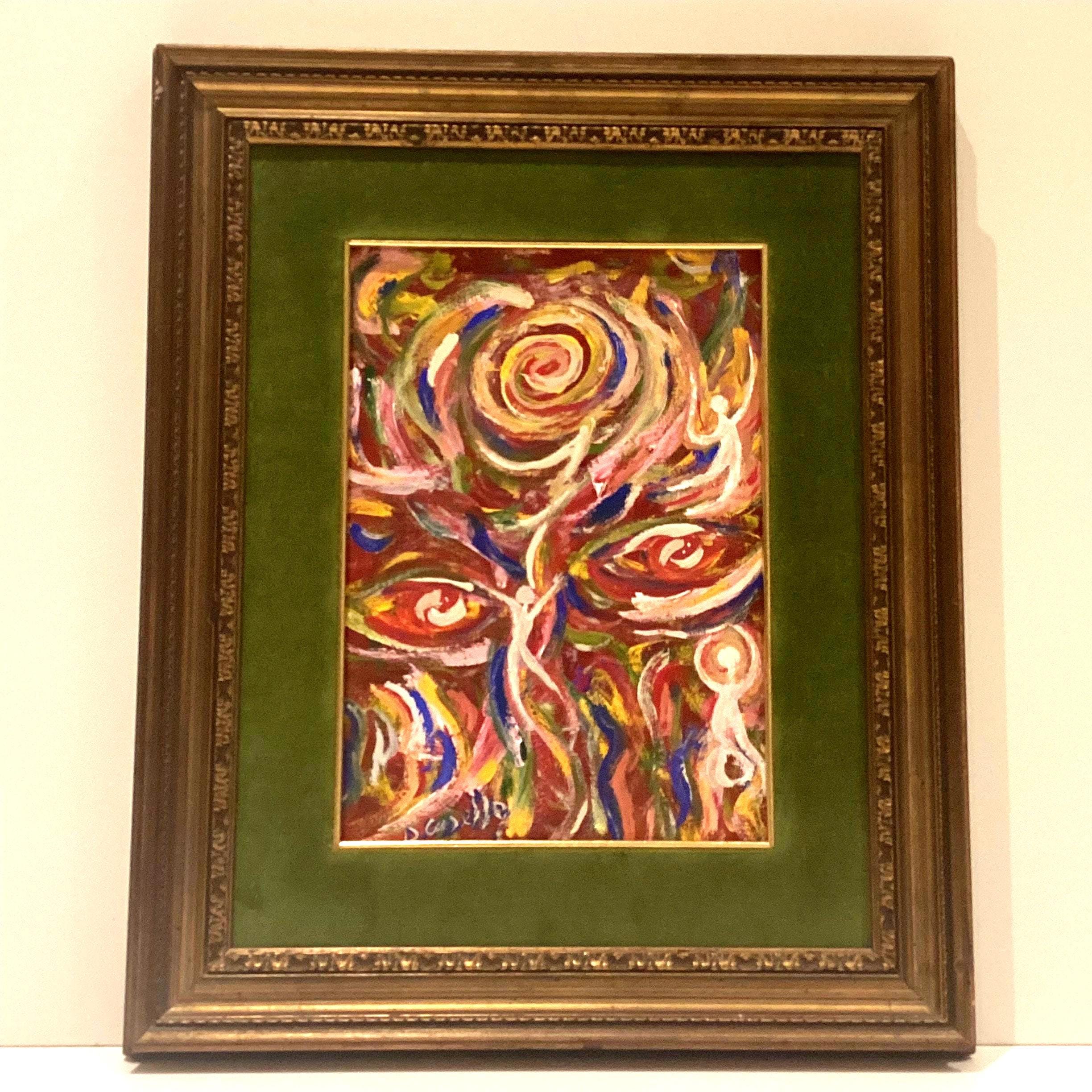 Abstract Painting | Diego Casella-Pc-1954 "Red Eyes" (1984), Italian Futurist Visionary Art — photo 3 of 8