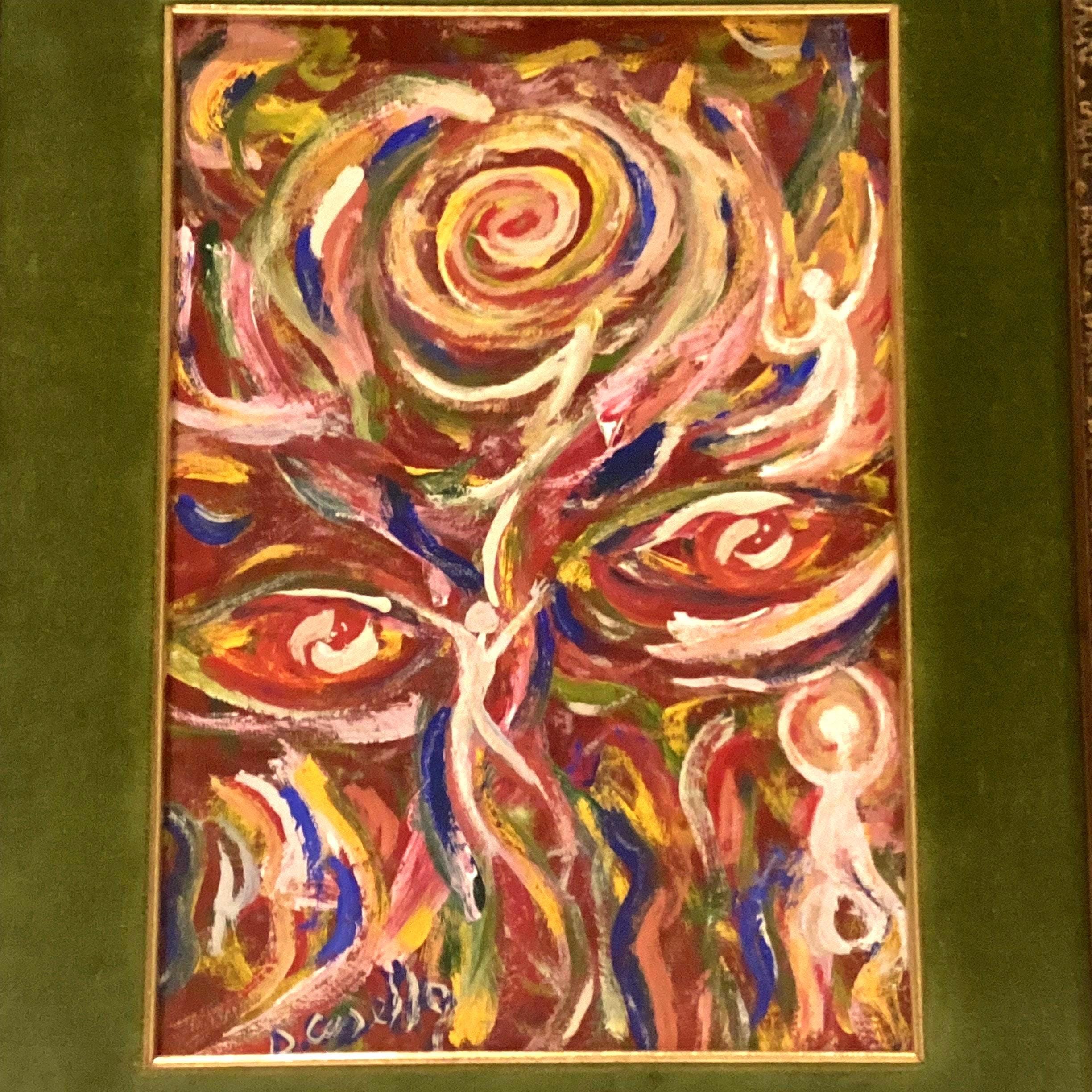 Abstract Painting | Diego Casella-Pc-1954 "Red Eyes" (1984), Italian Futurist Visionary Art — photo 5 of 8