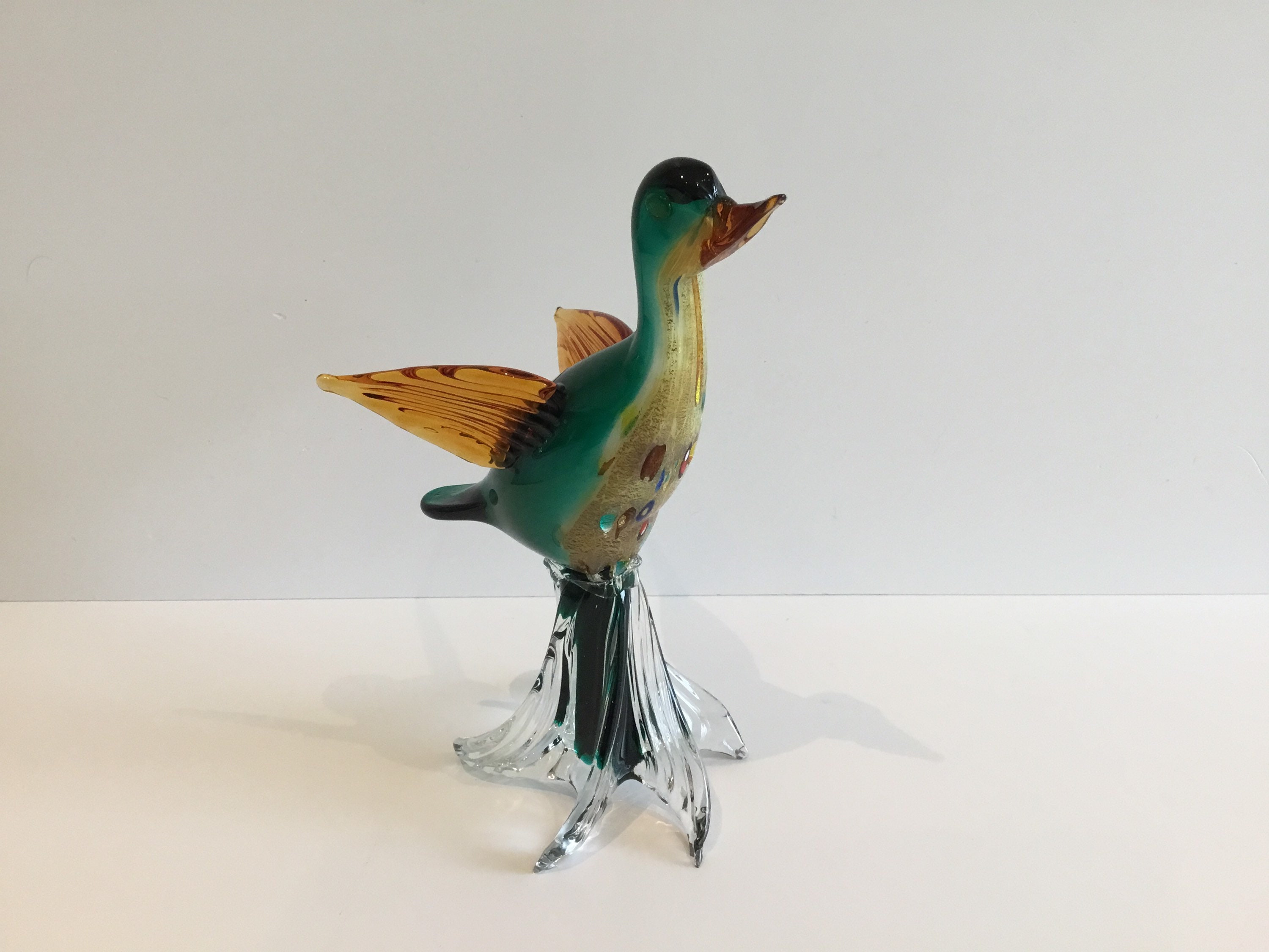 Vintage Murano Glass | 1960s Italian Handmade Duck Figurine, Original Label — photo 2 of 9