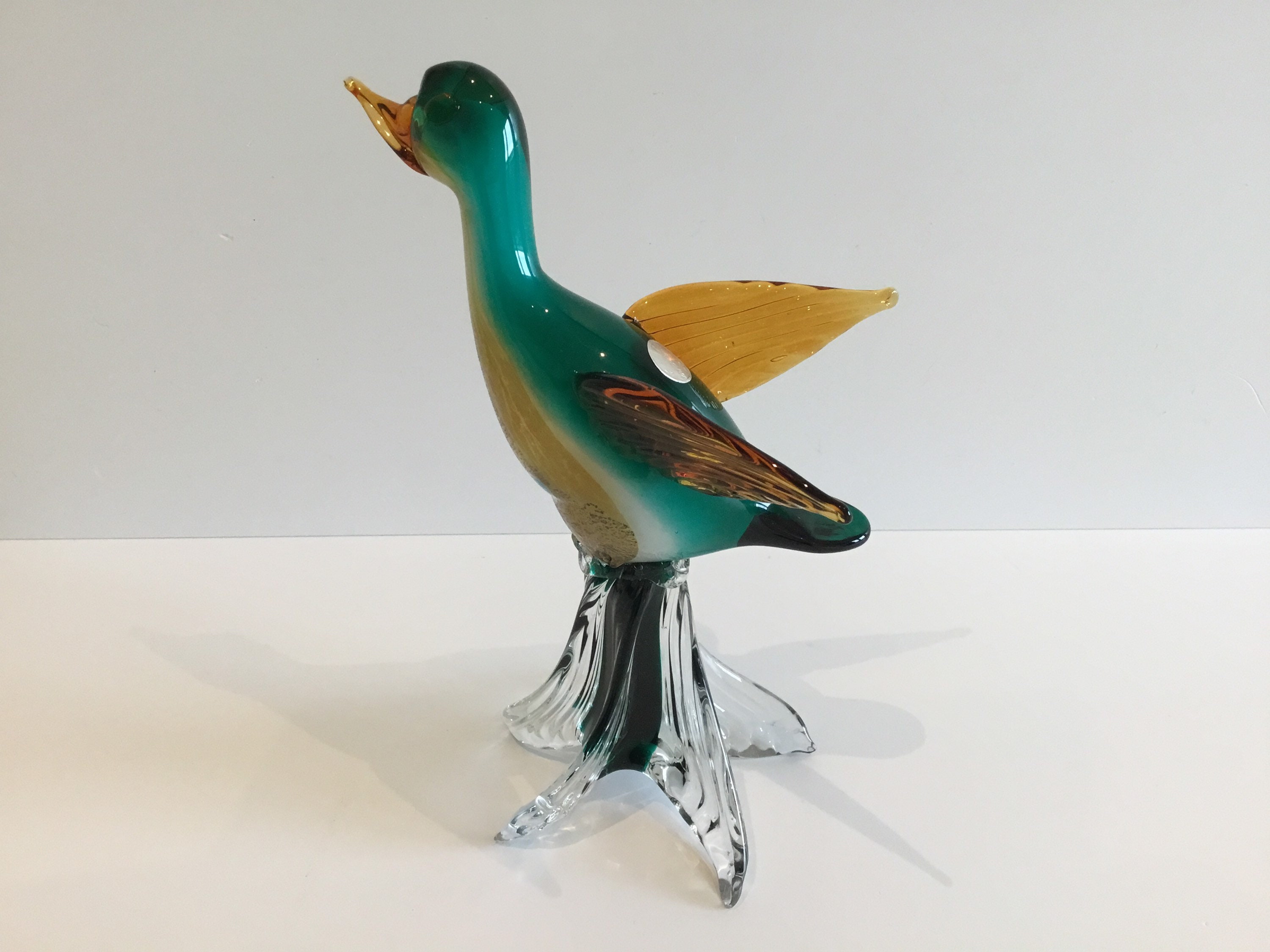 Vintage Murano Glass | 1960s Italian Handmade Duck Figurine, Original Label — photo 4 of 9