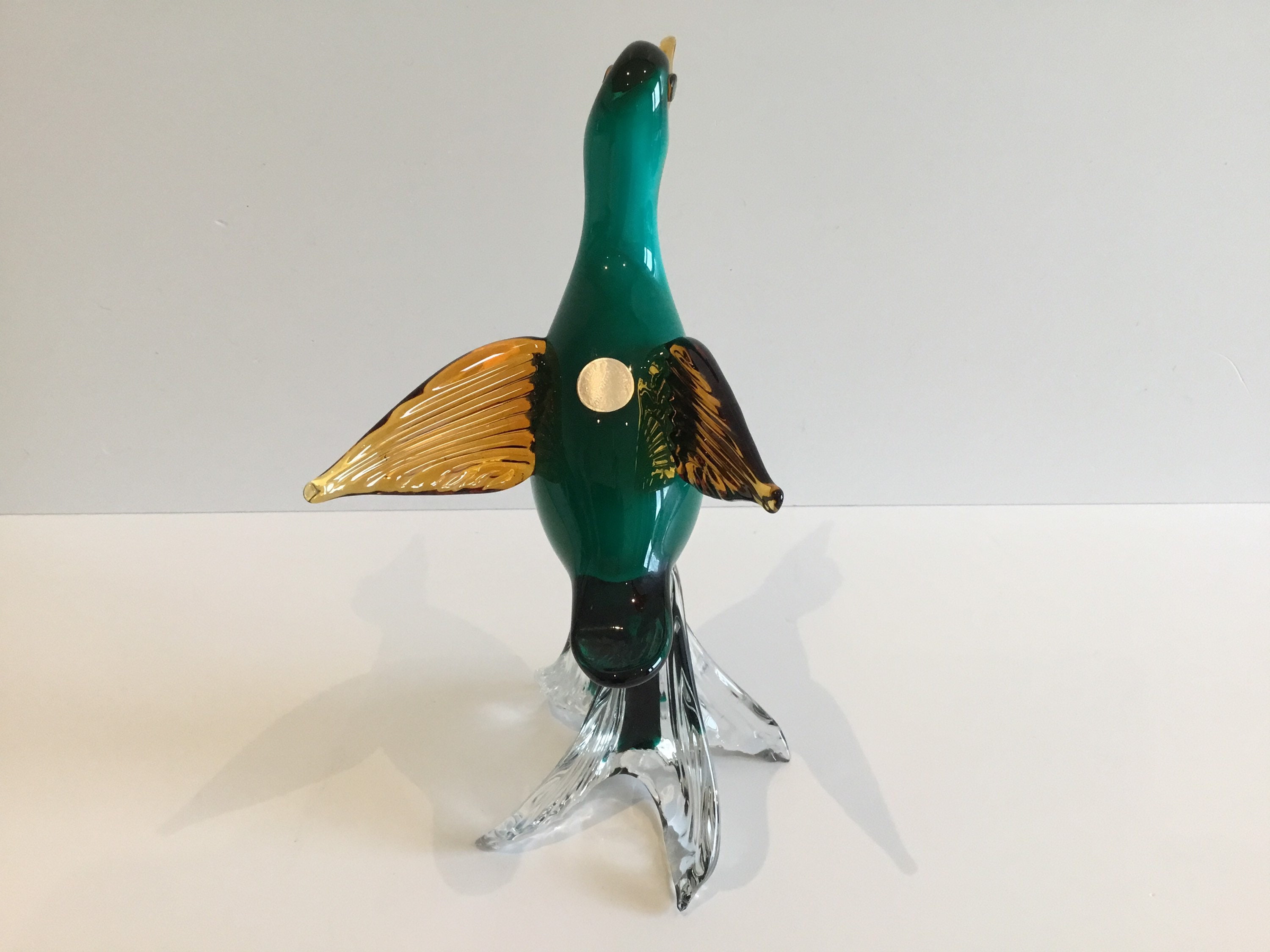 Vintage Murano Glass | 1960s Italian Handmade Duck Figurine, Original Label — photo 5 of 9