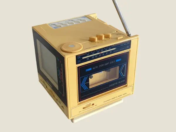 Vintage Radio TV Ondex TRK-60 Cube (1980s), Cassette Player, Television, Alarm Clock, Working