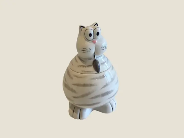 Vintage Italian Cookie Jar | 1970s Hand-Painted Ceramic Cat, Collectible Kitchenware