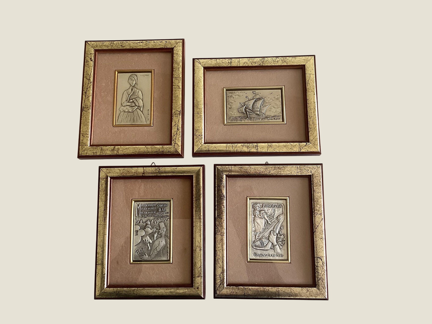 Vintage Decor Rare Bas-Reliefs in 925 Silver (1960s) Modigliani & Toulouse-Lautrec