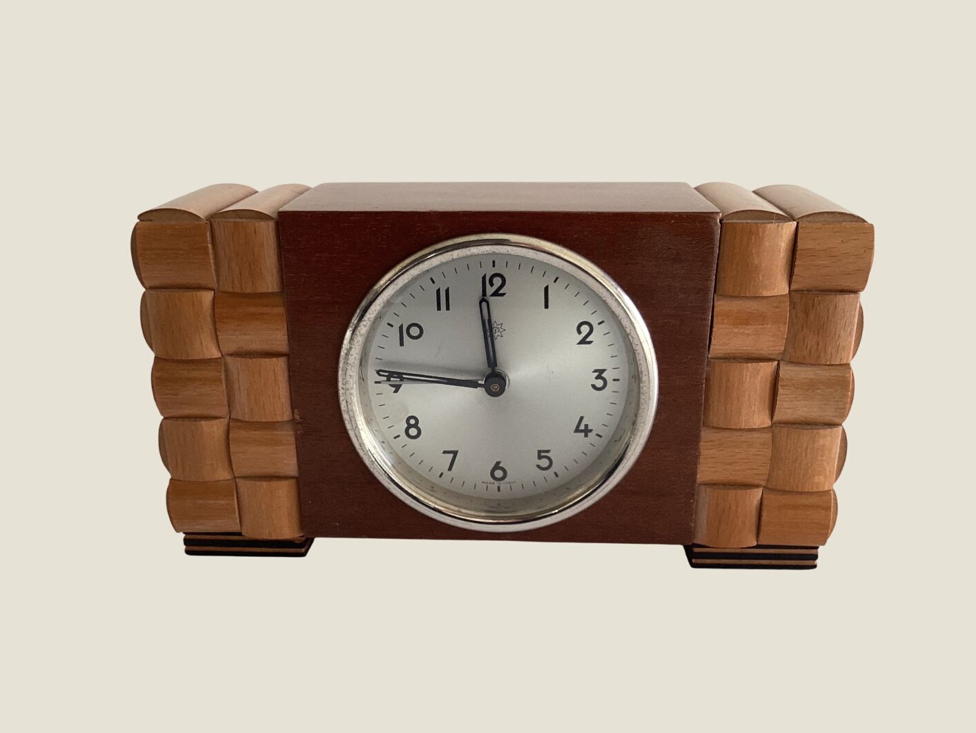 Antique Clock | 1930s Art Deco Junghans Italian Wooden Alarm, Rare Venice Workshop
