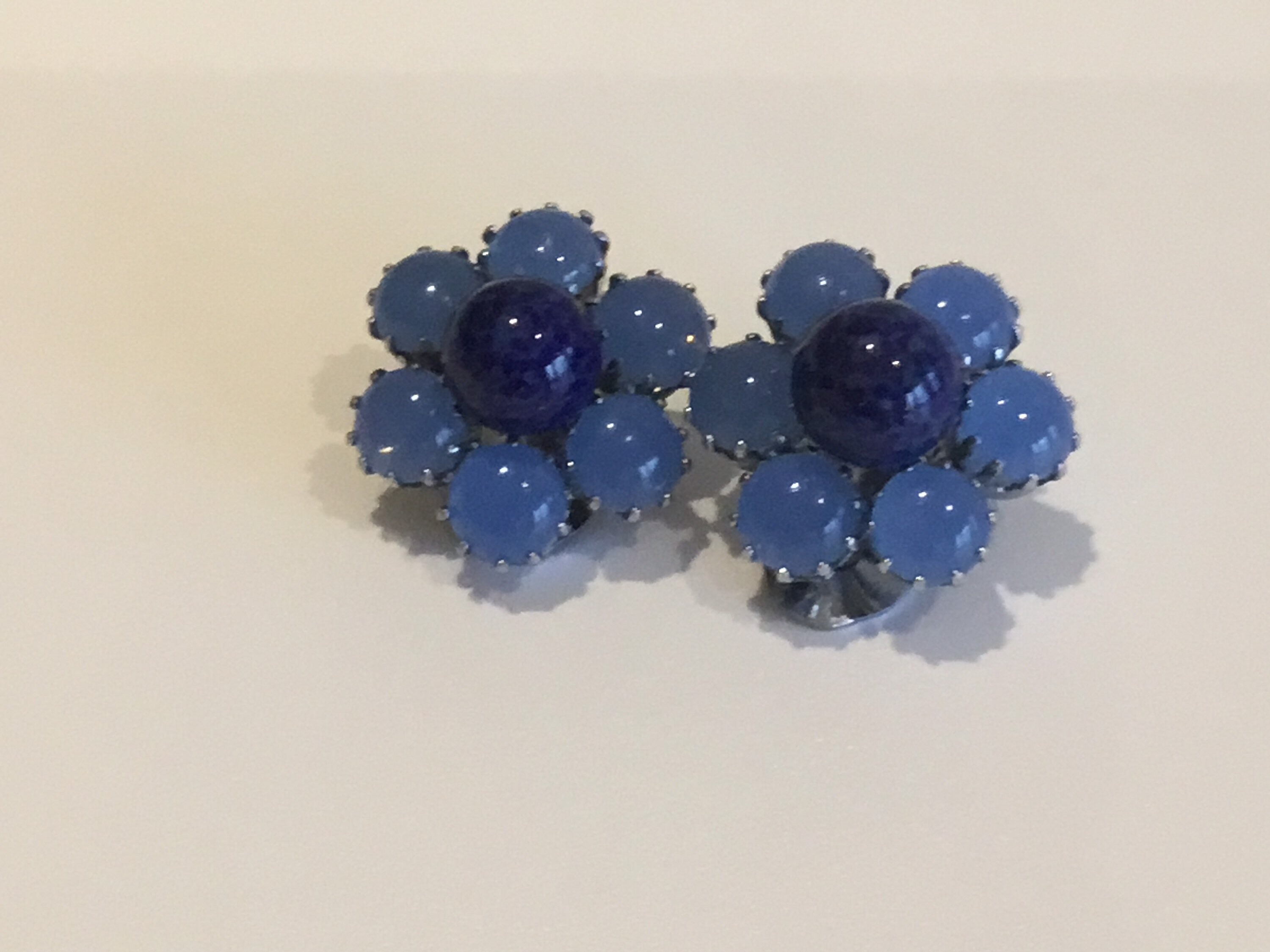 Vintage Earrings | 1980s Austrian Blue Resin Bead, Handmade Aventurine Jewelry — photo 4 of 8