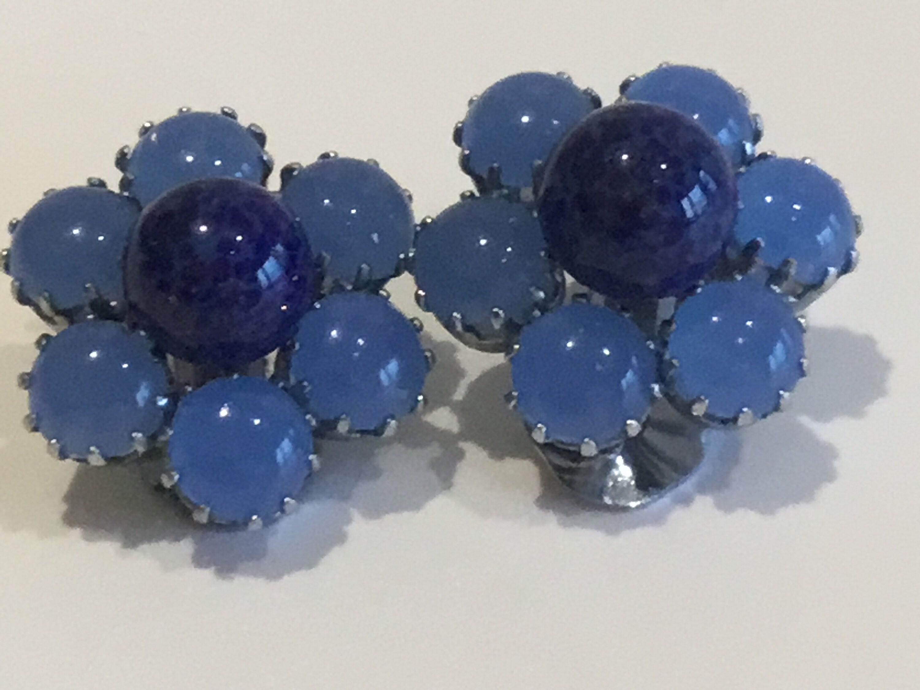 Vintage Earrings | 1980s Austrian Blue Resin Bead, Handmade Aventurine Jewelry — photo 5 of 8