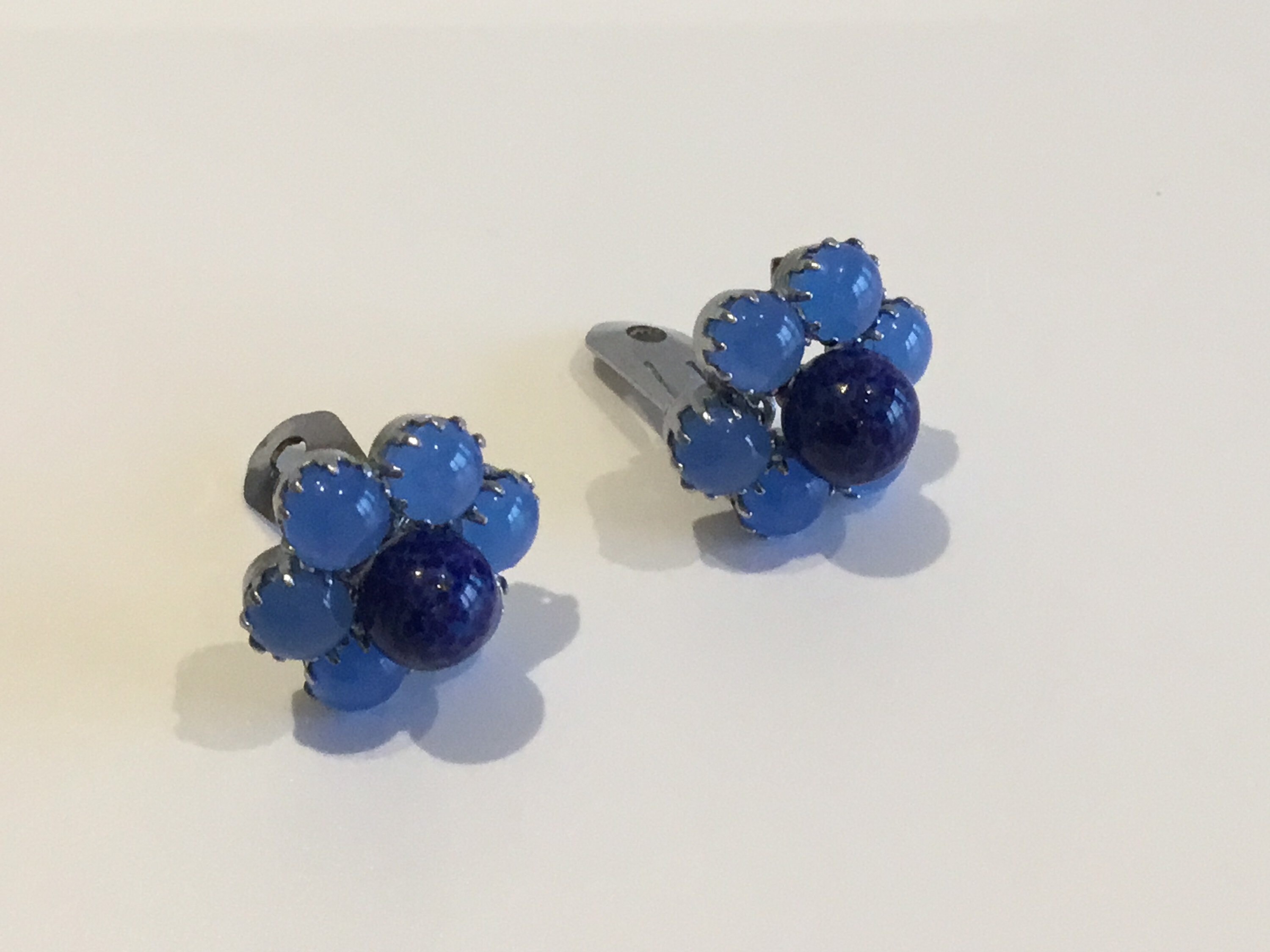 Vintage Earrings | 1980s Austrian Blue Resin Bead, Handmade Aventurine Jewelry — photo 6 of 8