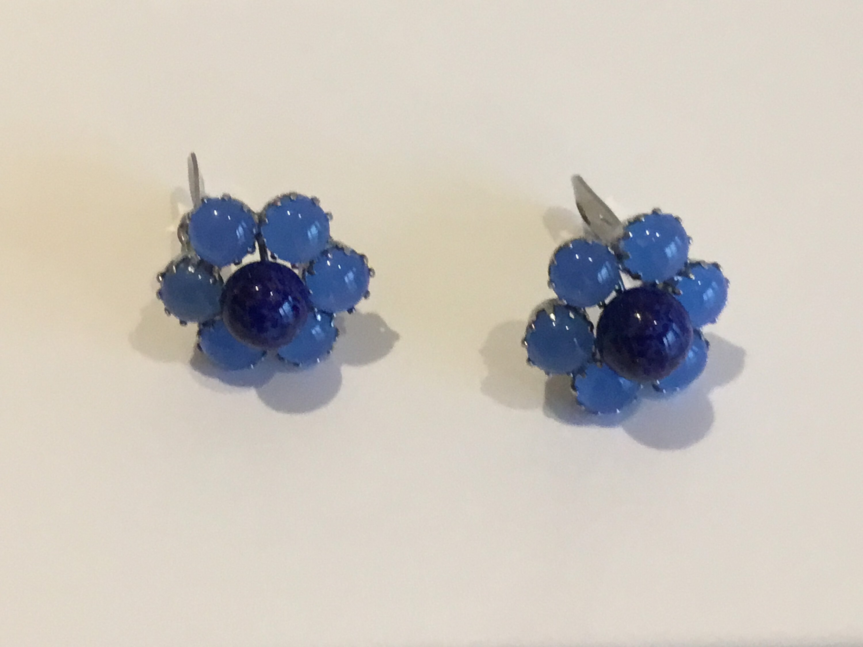 Vintage Earrings | 1980s Austrian Blue Resin Bead, Handmade Aventurine Jewelry — photo 8 of 8
