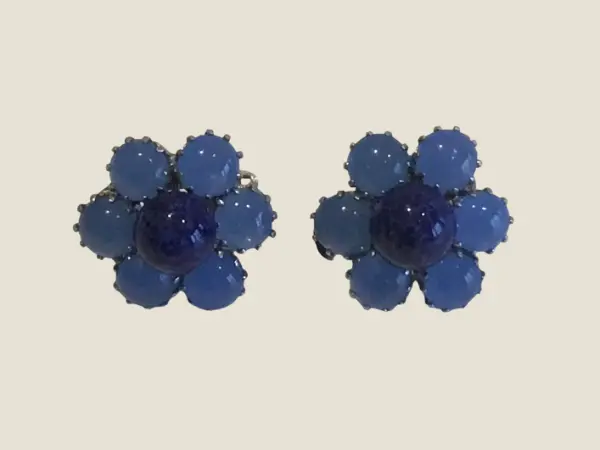 Vintage Earrings | 1980s Austrian Blue Resin Bead, Handmade Aventurine Jewelry