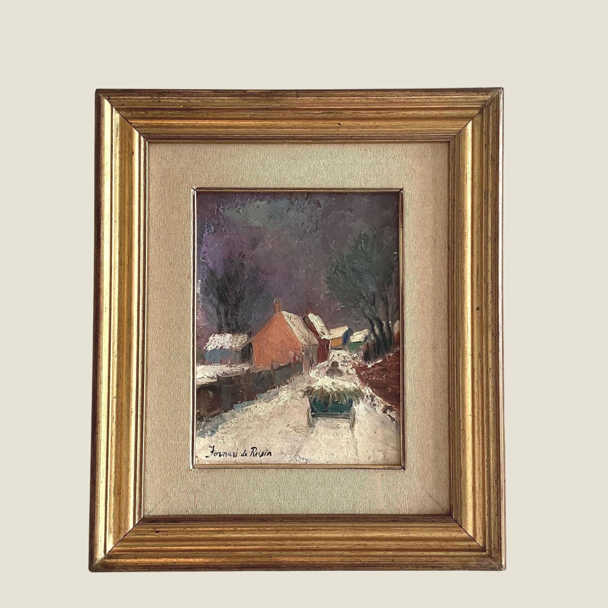 Vintage Winter Painting | Fornari Pietro 1950s Snow Landscape, Signed Oil on Canvas
