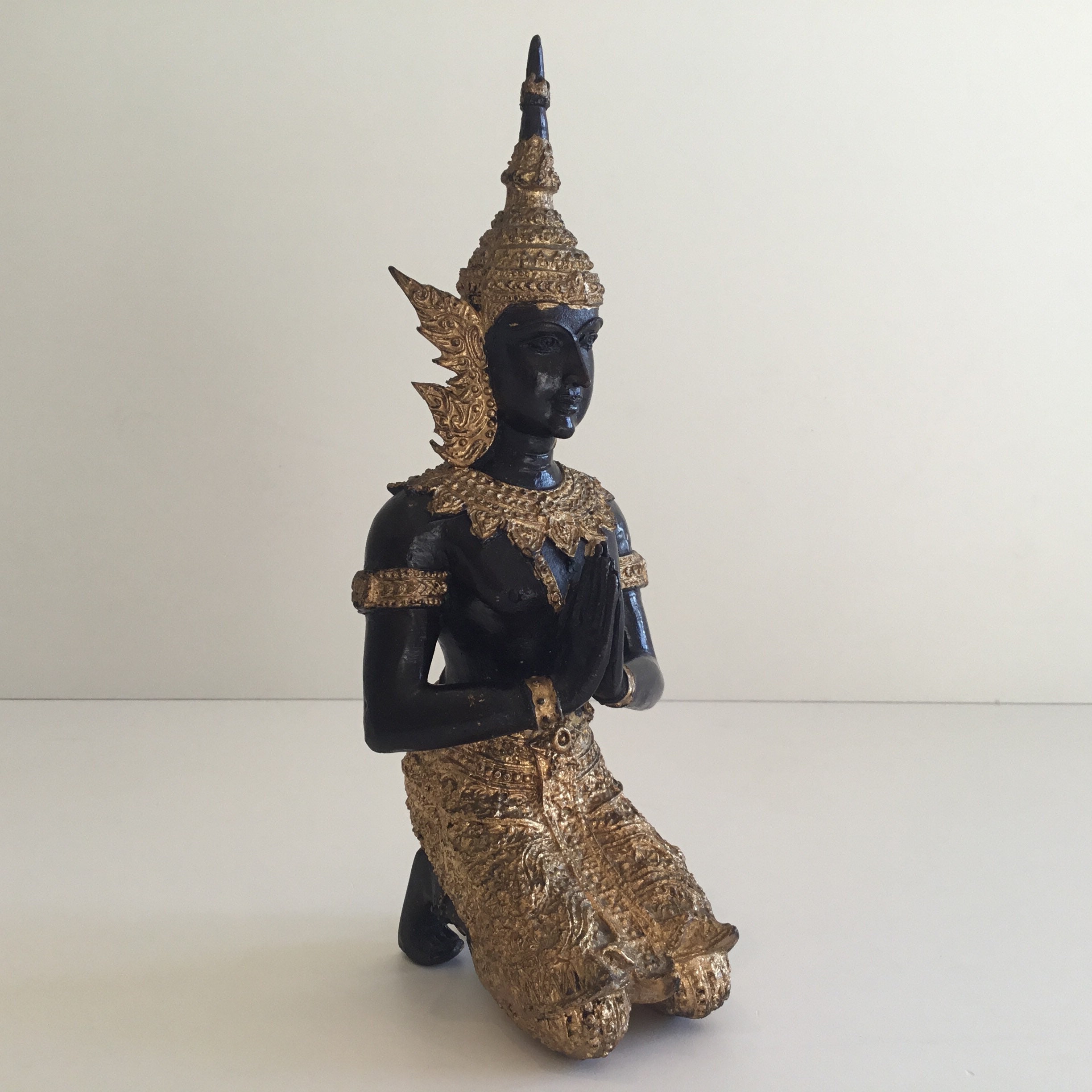 Vintage Bronze Sculpture | Theppanom Sacred Angel 1950s, Thai Protector Deity Statue — photo 3 of 9