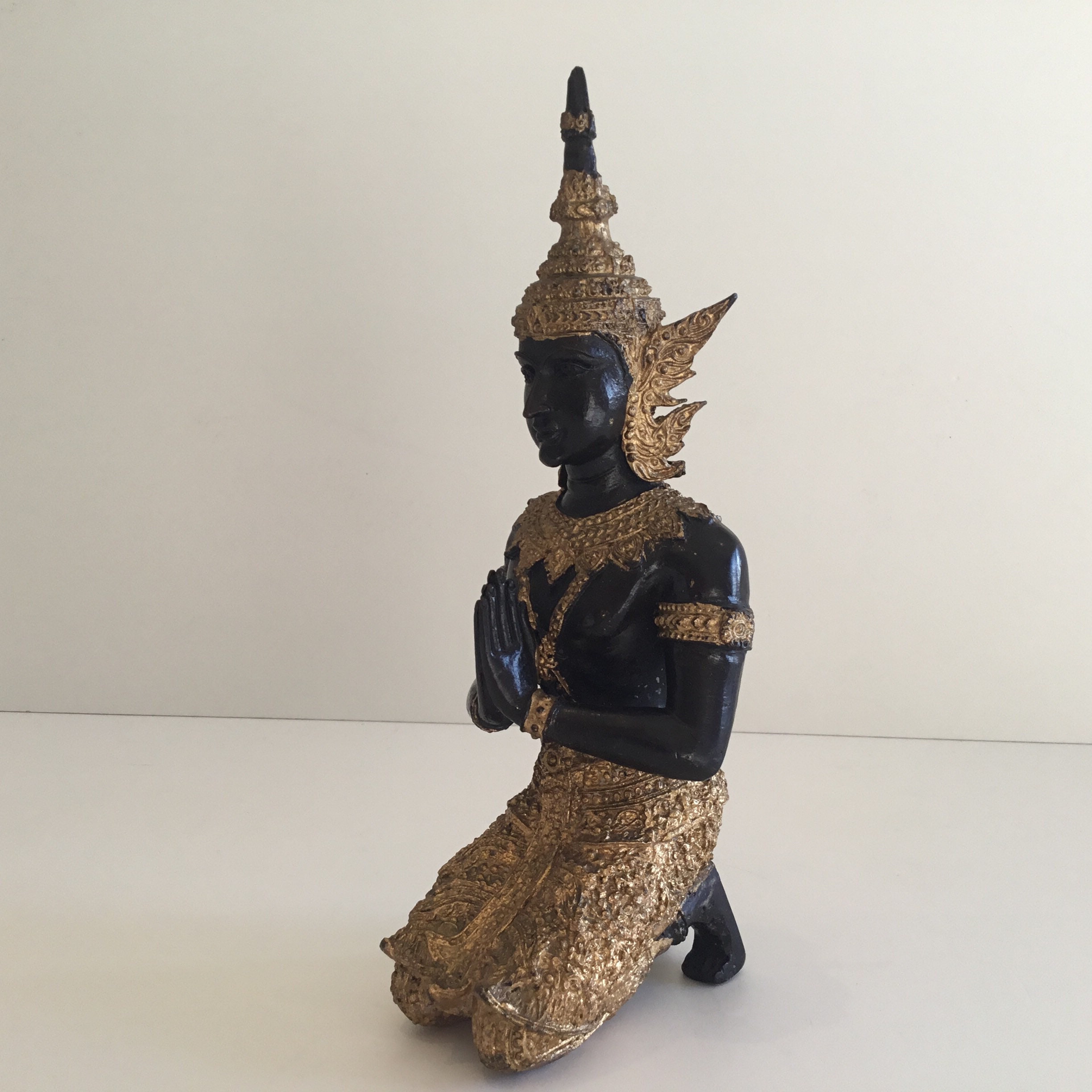 Vintage Bronze Sculpture | Theppanom Sacred Angel 1950s, Thai Protector Deity Statue — photo 4 of 9