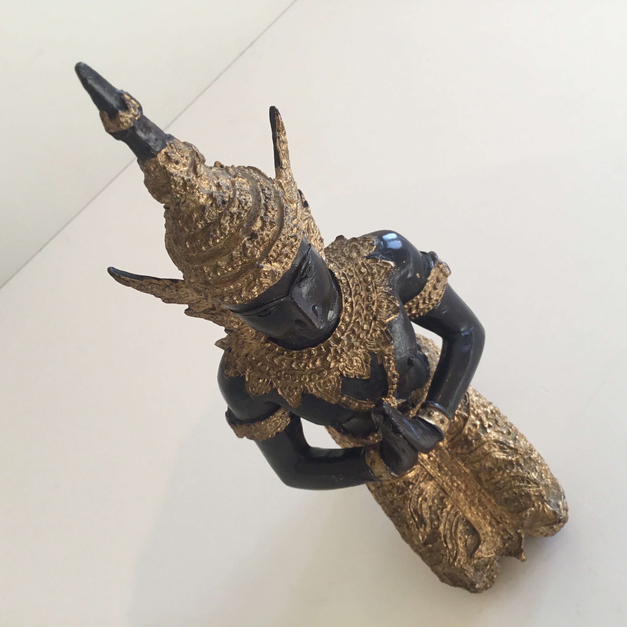 Vintage Bronze Sculpture | Theppanom Sacred Angel 1950s, Thai Protector Deity Statue — photo 6 of 9
