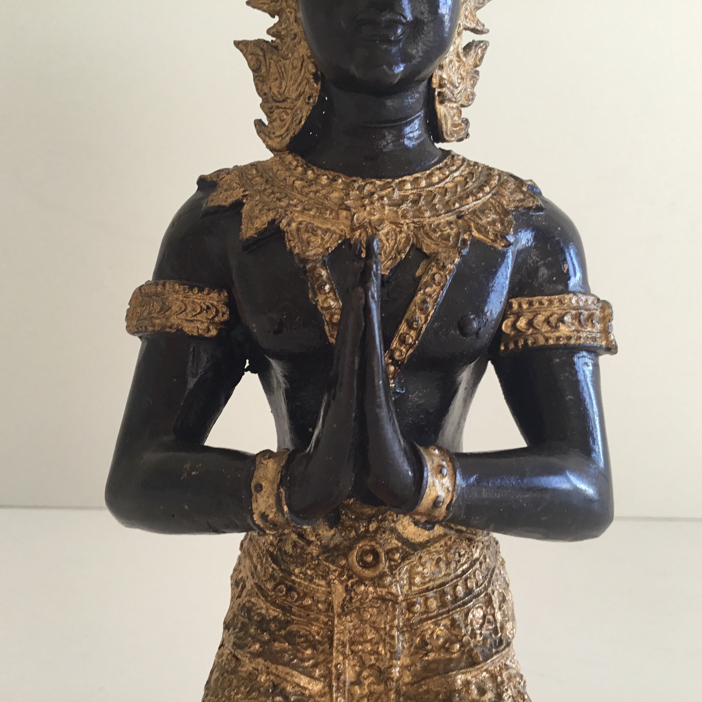 Vintage Bronze Sculpture | Theppanom Sacred Angel 1950s, Thai Protector Deity Statue — photo 8 of 9