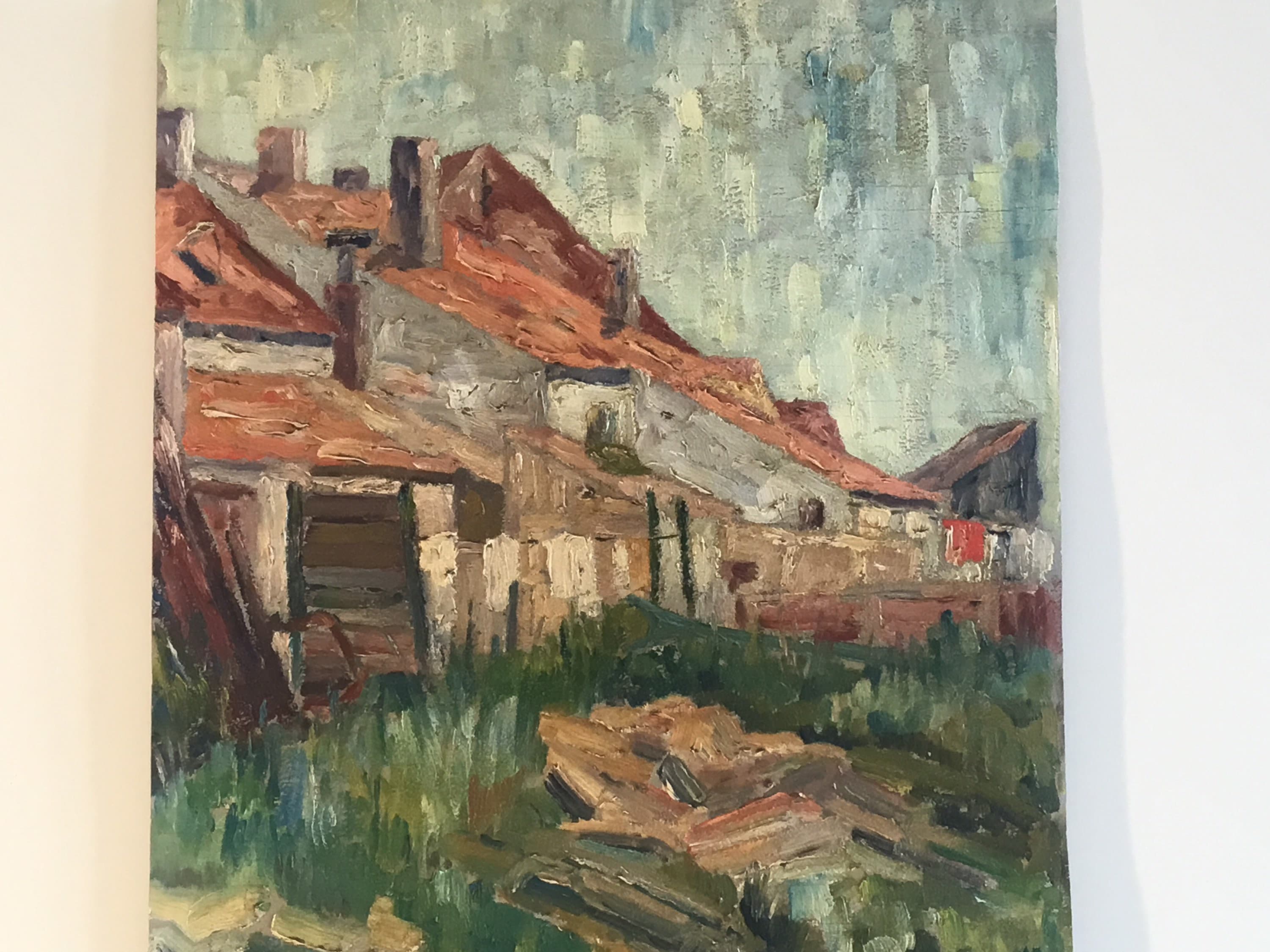 Vintage Painting | Mathys 1940s Country Houses, Belgian French Impressionist Landscape — photo 2 of 11